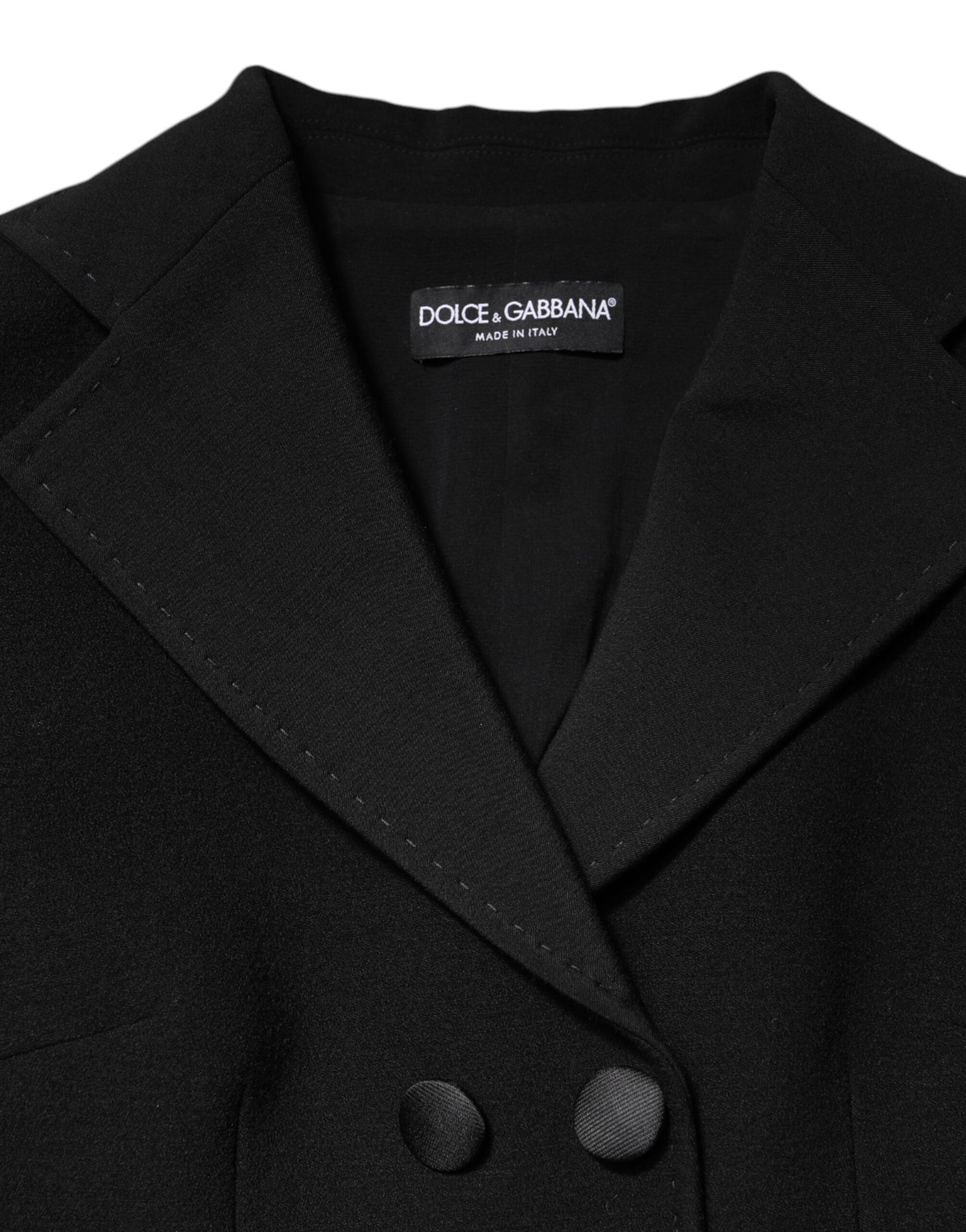 Dolce & Gabbana Black Wool Double Breasted Coat Jacket | Regal Royce