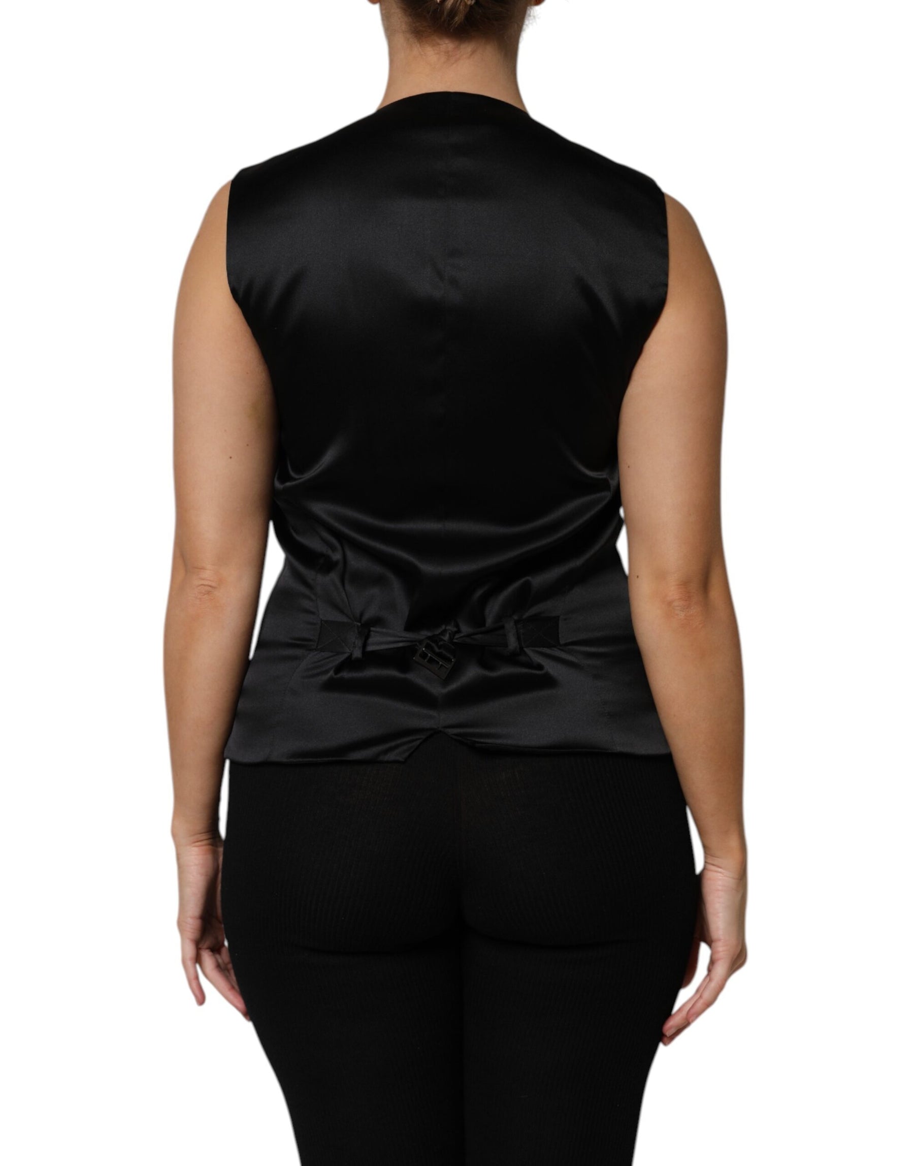 Dolce & Gabbana Silver Floral Jacquard Sleeveless Vest Top | Regal Royce