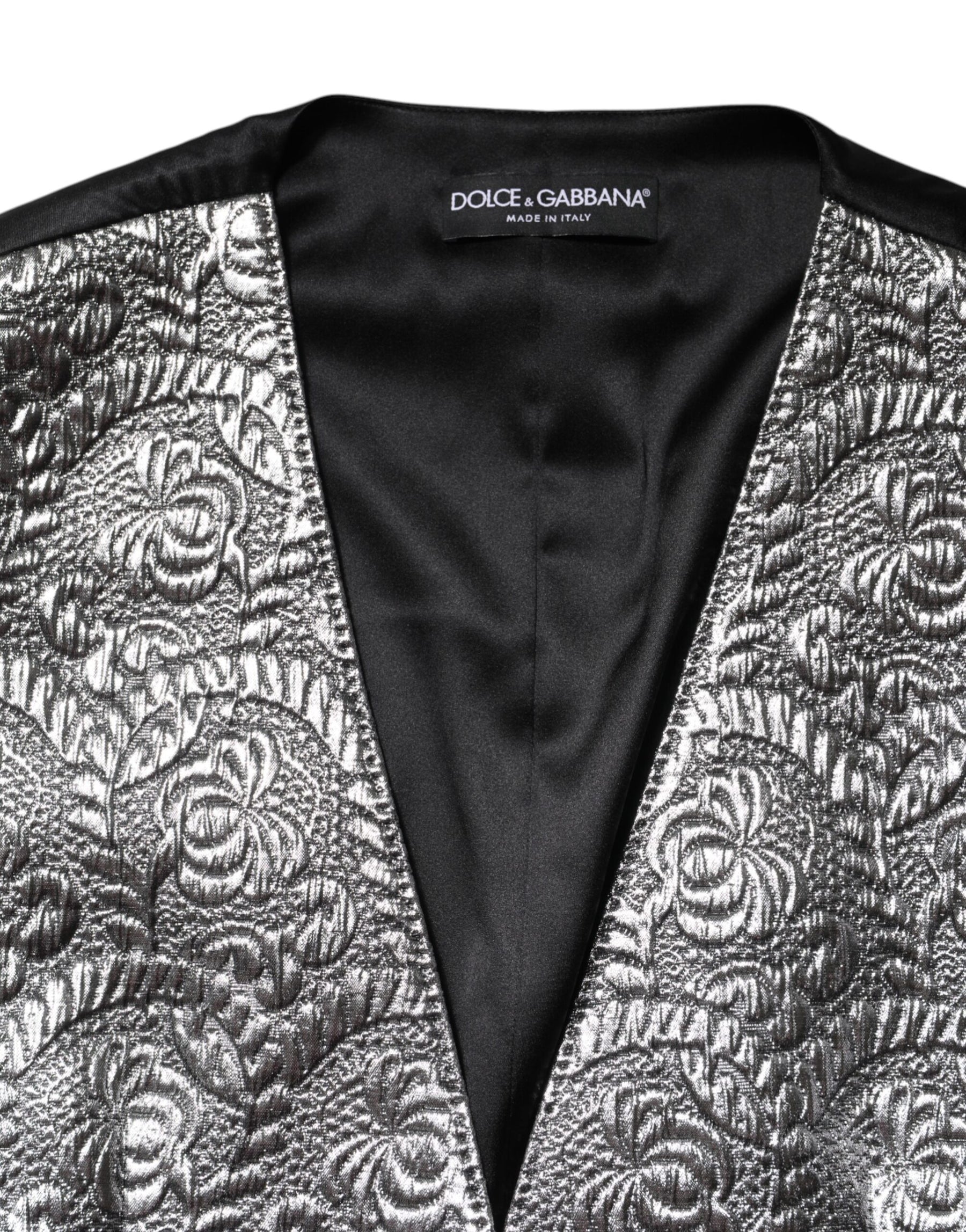 Dolce & Gabbana Silver Floral Jacquard Sleeveless Vest Top | Regal Royce