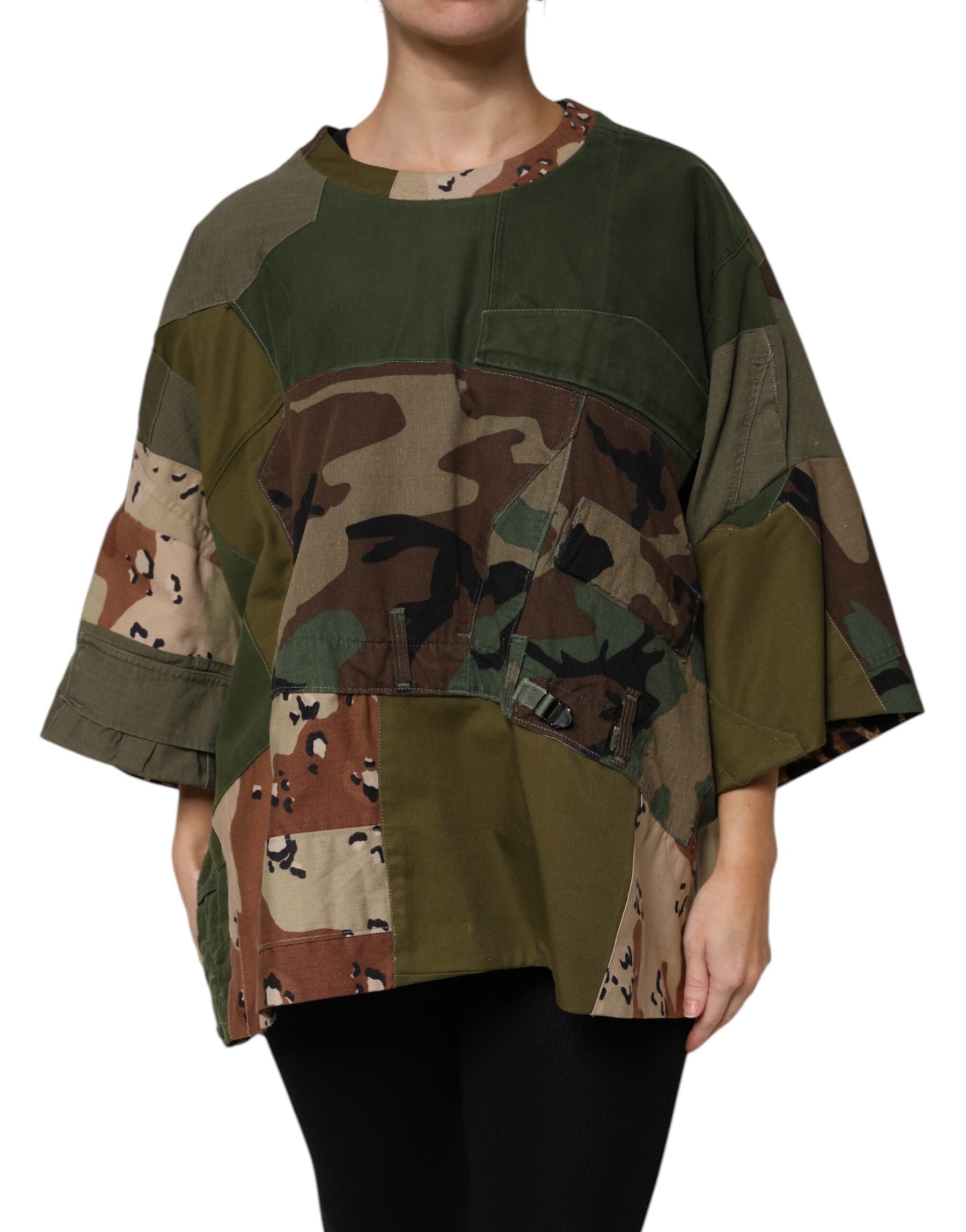 Dolce & Gabbana Multicolor Camouflage Oversized Top T-shirt | Regal Royce