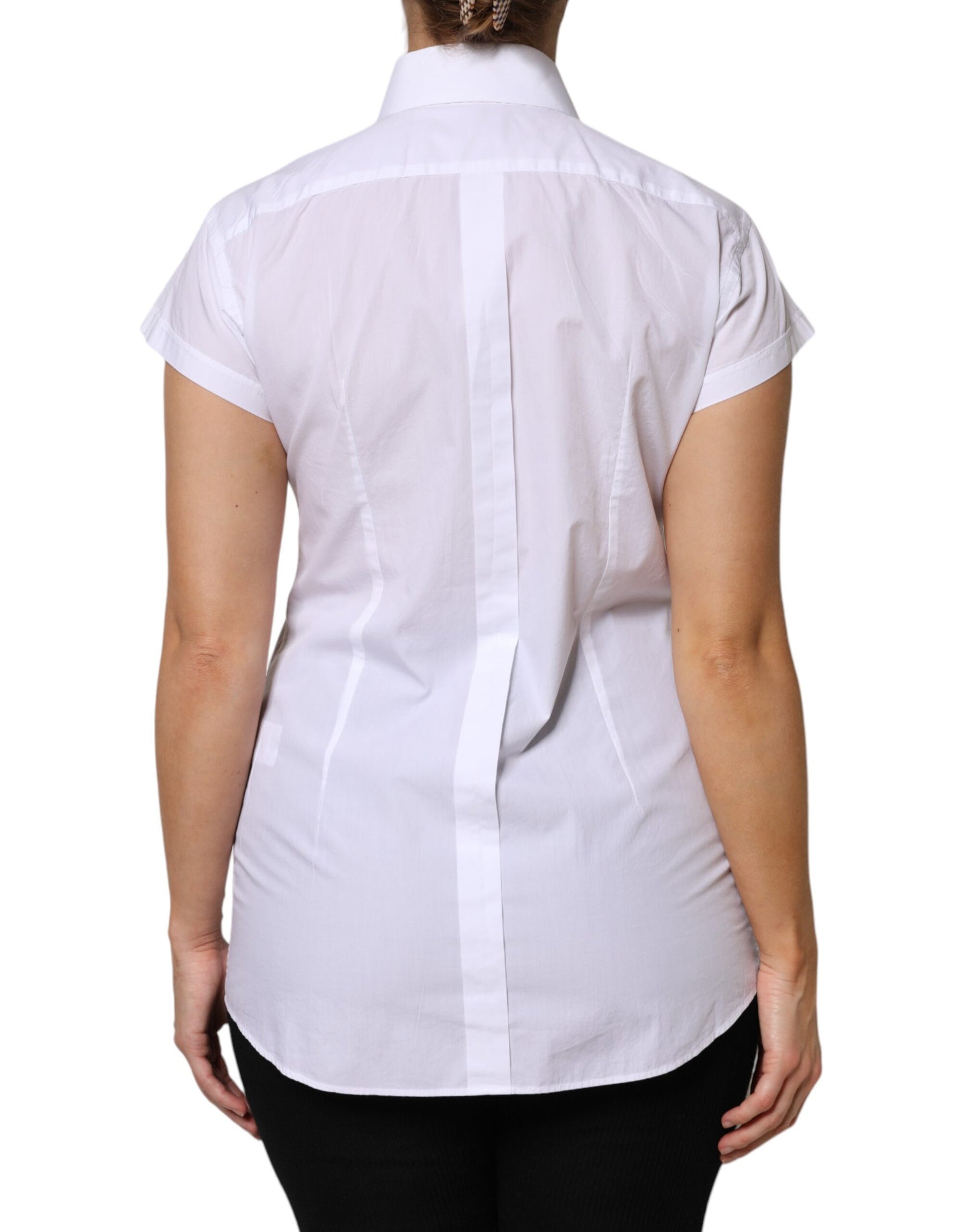 Dolce & Gabbana White Cotton Short Sleeves Collared Polo Top | Regal Royce