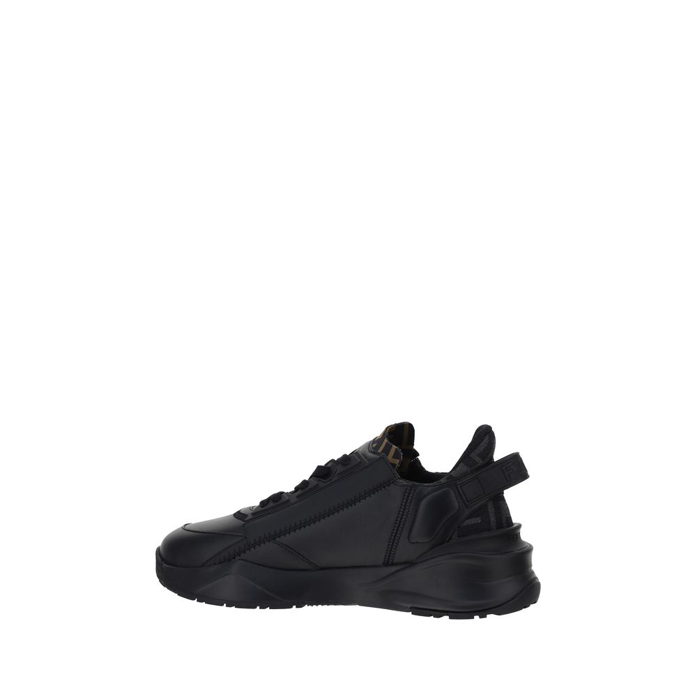 Fendi Black Calf Leather Bos Taurus Athletic Sneakers | Regal Royce