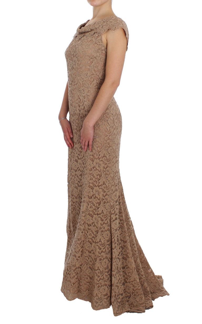 Dolce & Gabbana Pink Floral Lace Full Length Sheath Dress | Regal Royce