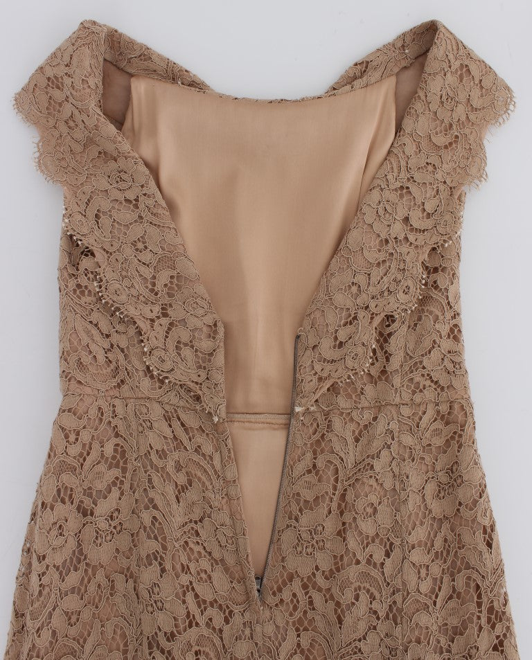 Dolce & Gabbana Pink Floral Lace Full Length Sheath Dress | Regal Royce