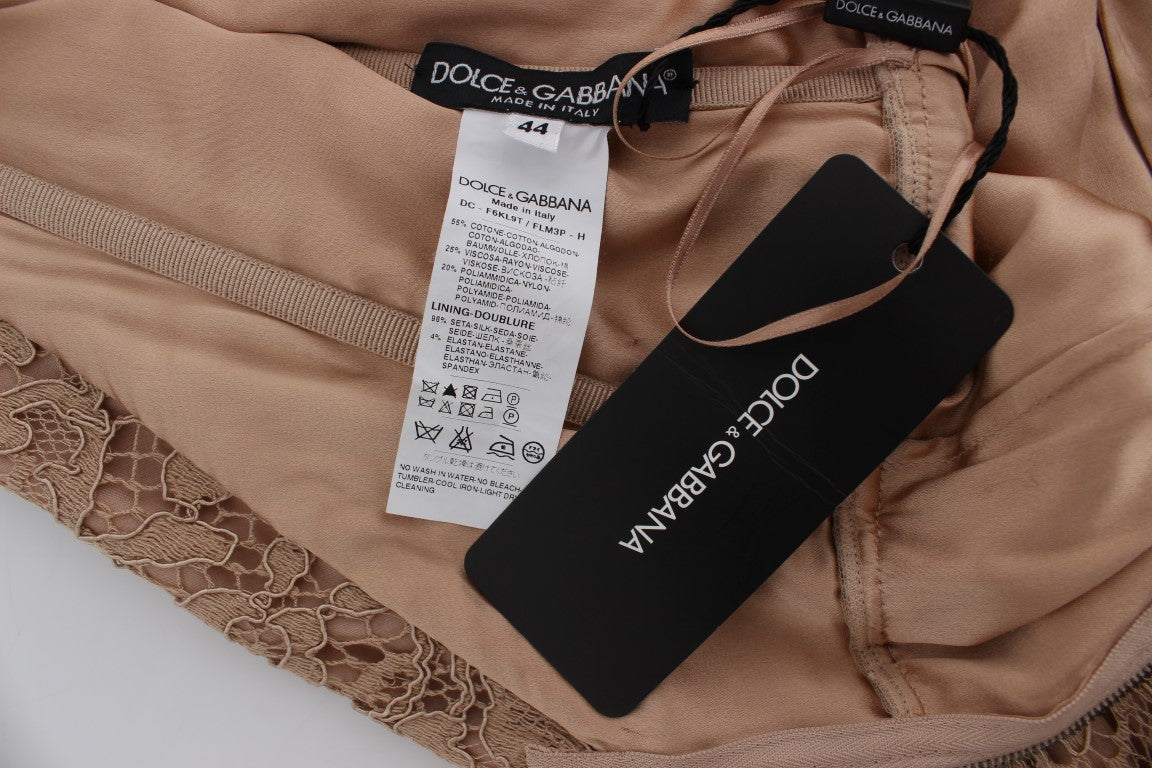 Dolce & Gabbana Pink Floral Lace Full Length Sheath Dress | Regal Royce