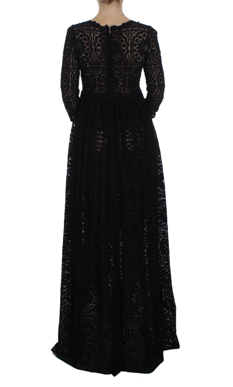 Dolce & Gabbana Black Ricamo Knitted Full Length Maxi Dress | Regal Royce