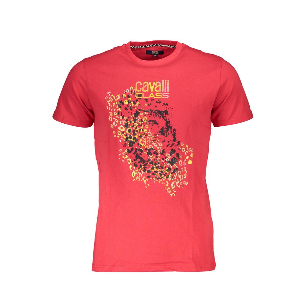 Cavalli Class Red Cotton Men T-Shirt | Regal Royce