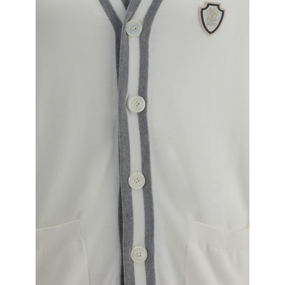 Brunello Cucinelli White Cotton Cardigan | Regal Royce