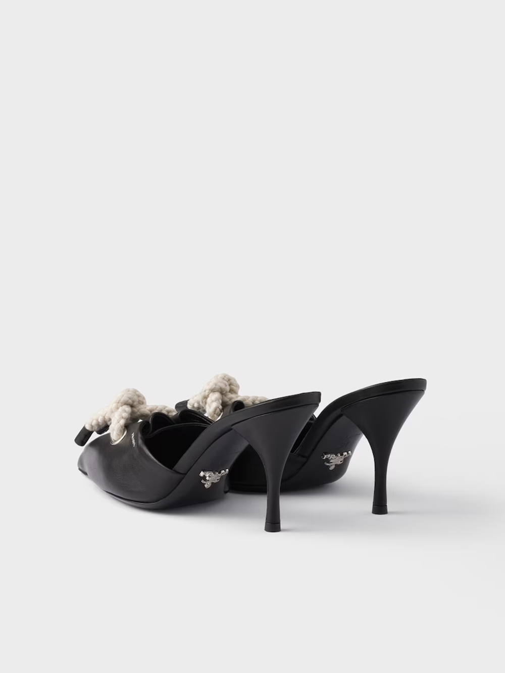 Prada Black Nappa Leather Rope Detail  Sandals | Regal Royce