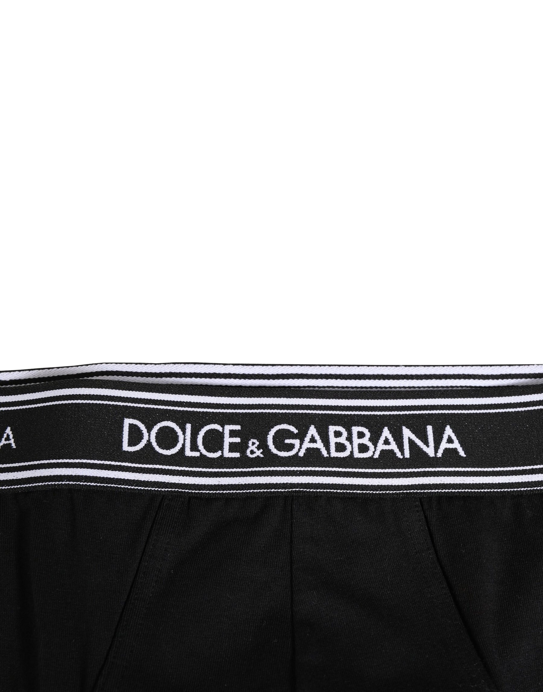 Dolce & Gabbana Black Cotton Stretch Logo Print Brief Underwear | Regal Royce