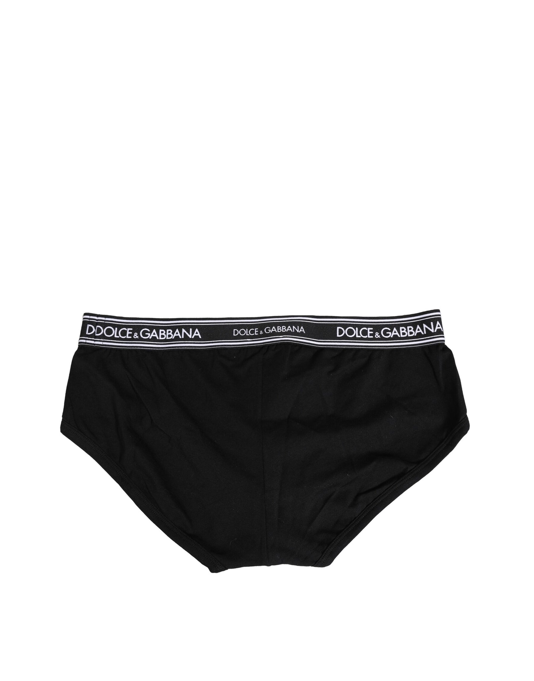 Dolce & Gabbana Black Cotton Stretch Logo Print Brief Underwear | Regal Royce