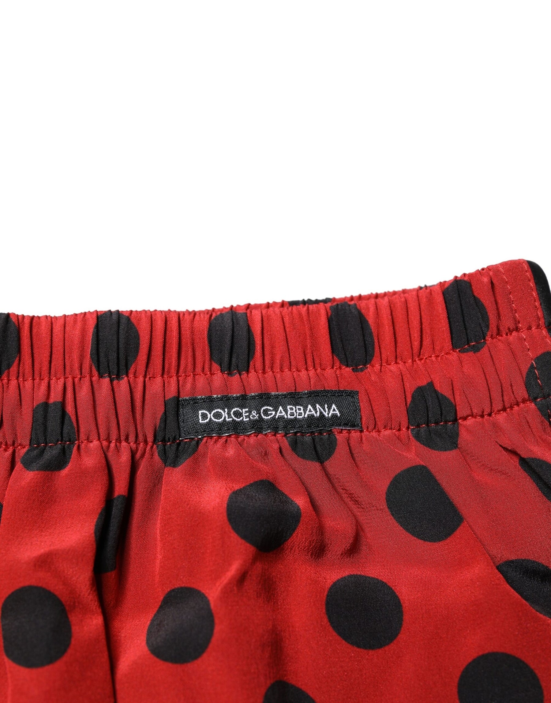 Dolce & Gabbana Red Silk Polka Dot Boxer Shorts Underwear | Regal Royce