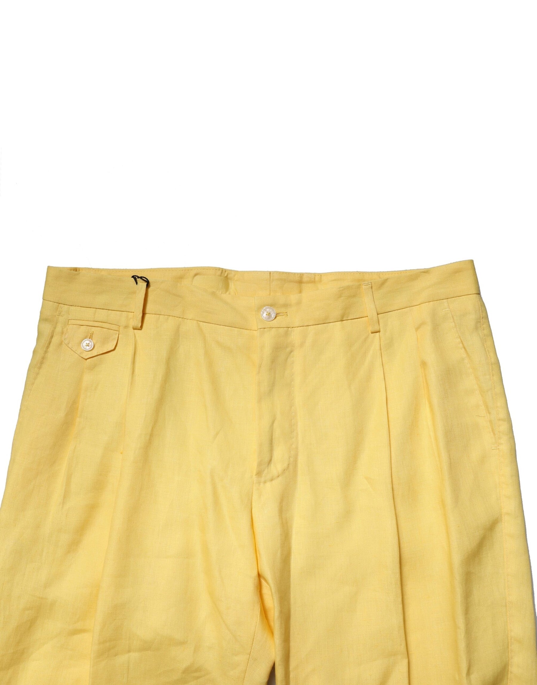 Dolce & Gabbana Yellow Flax Tapered Dress Men Pants | Regal Royce