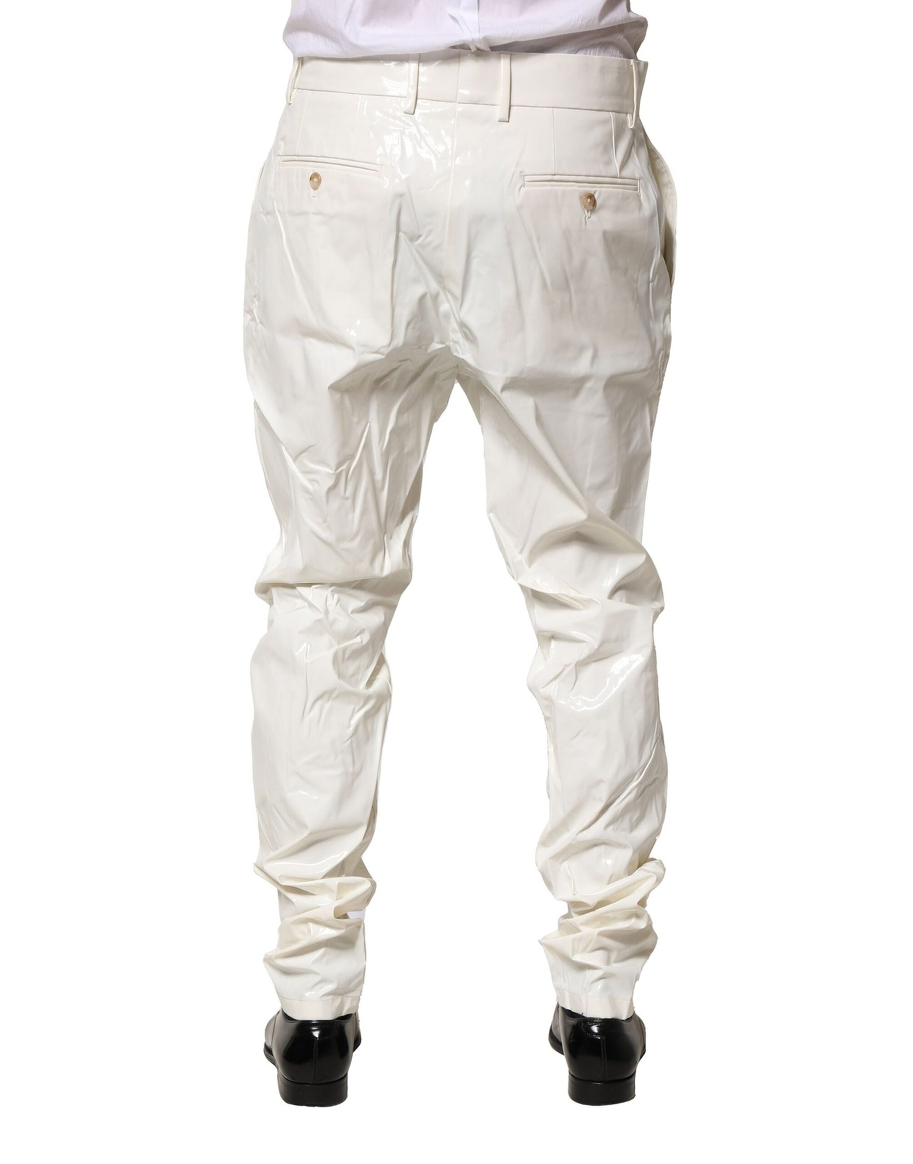 Dolce & Gabbana White Nylon Tapered Dress Men Pants | Regal Royce