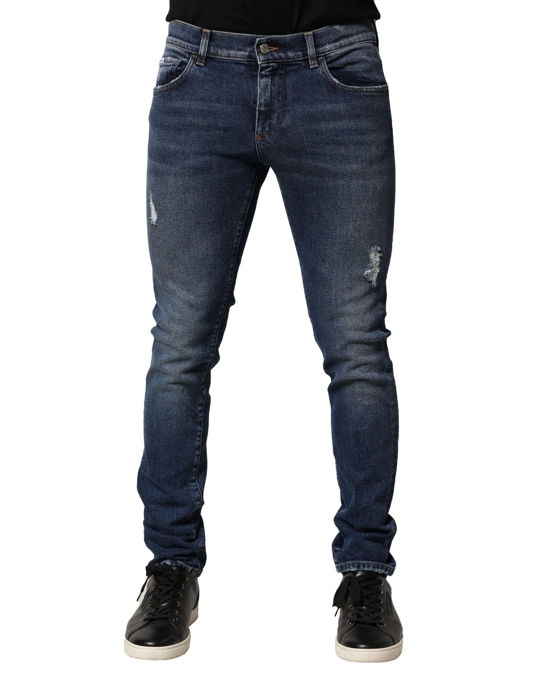 Dolce & Gabbana Blue Washed Skinny Cotton Denim Jeans | Regal Royce