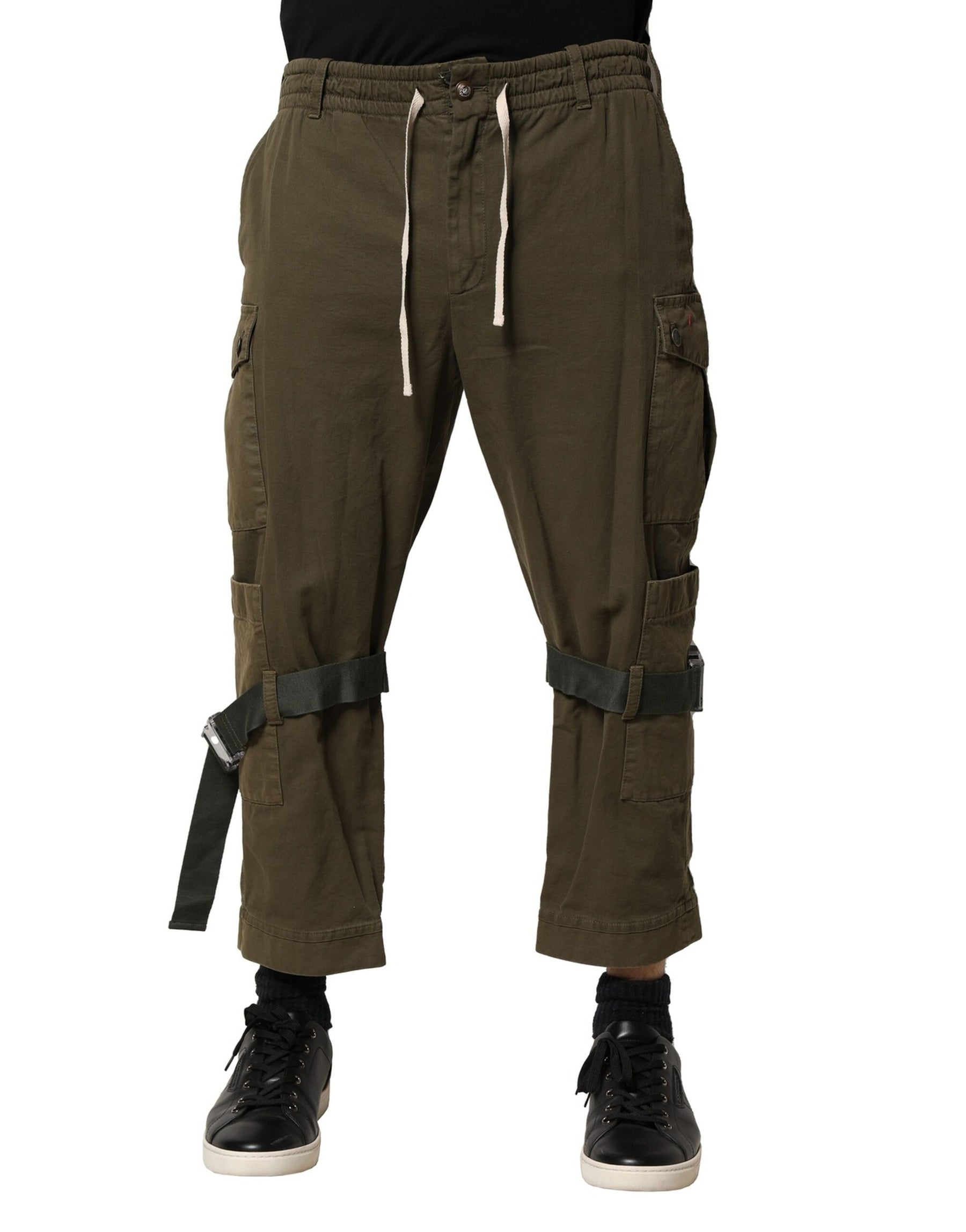 Dolce & Gabbana Brown Cotton Cargo Drawstring Pants | Regal Royce