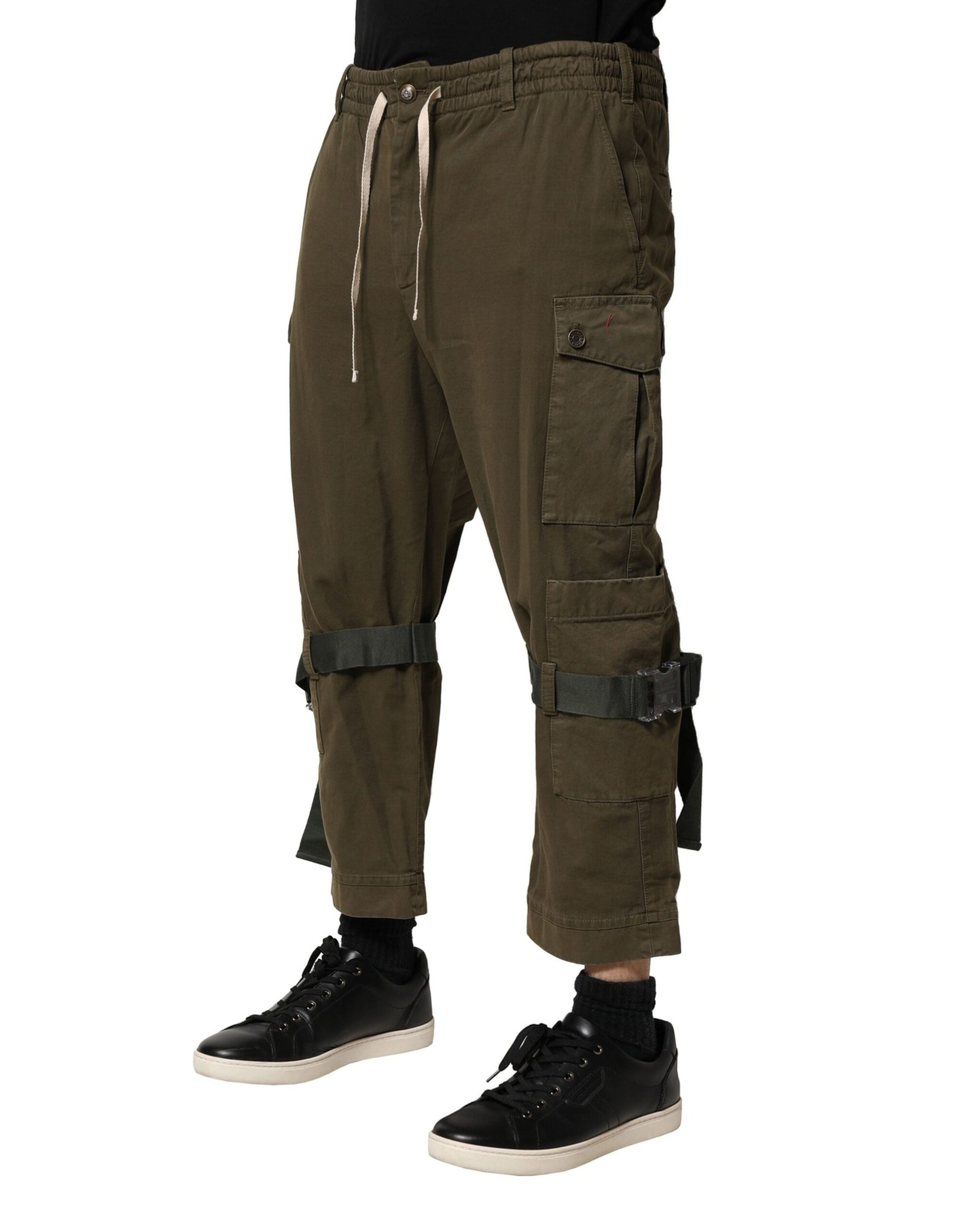 Dolce & Gabbana Brown Cotton Cargo Drawstring Pants | Regal Royce