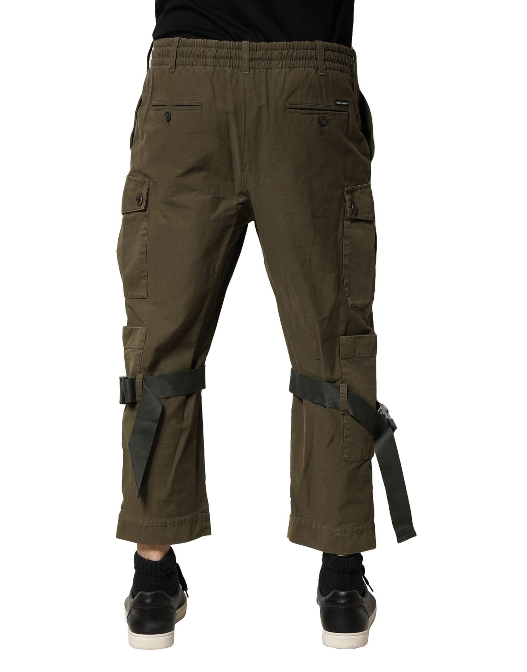Dolce & Gabbana Brown Cotton Cargo Drawstring Pants | Regal Royce