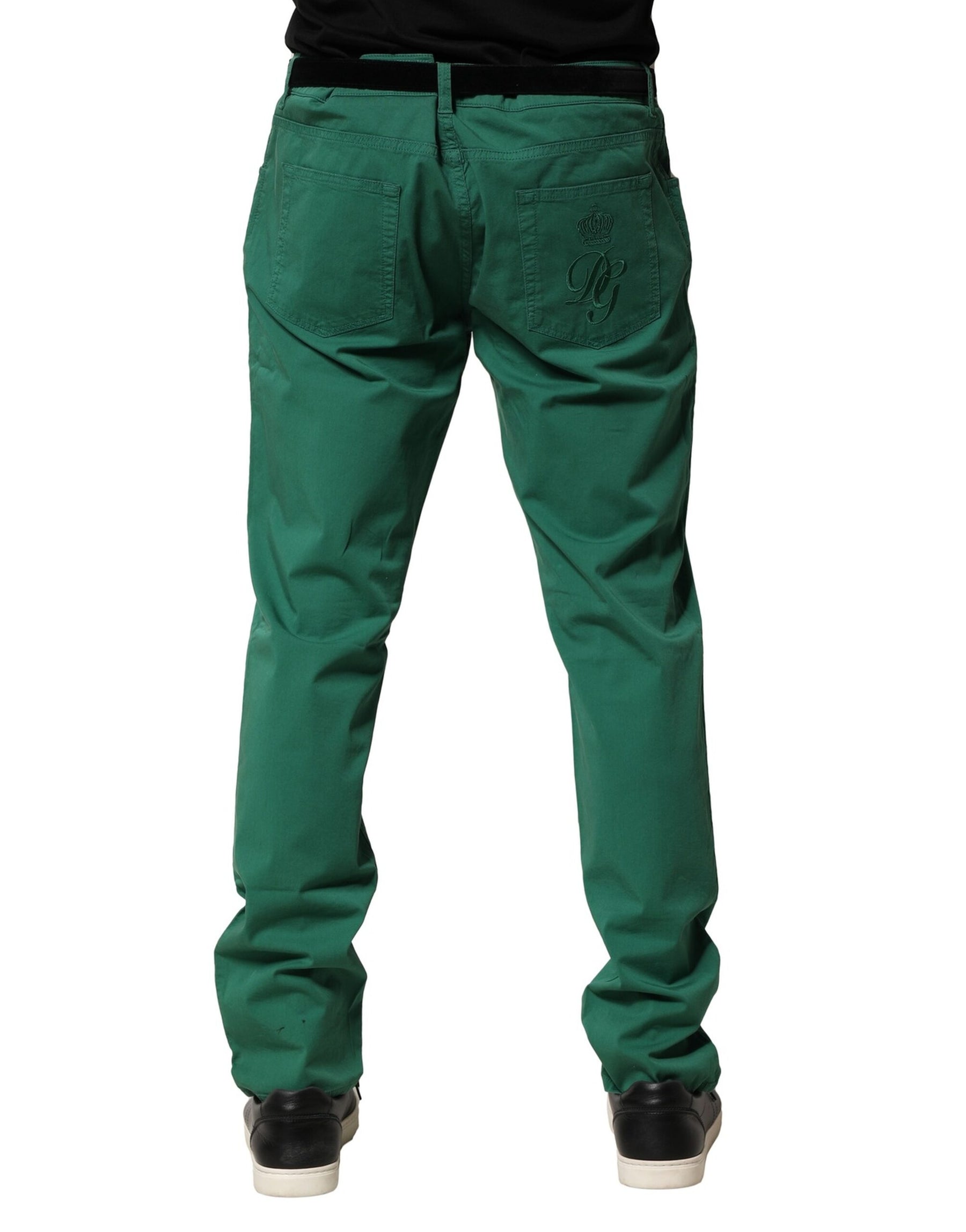 Dolce & Gabbana Green Cotton Stretch Skinny Men Denim Jeans | Regal Royce