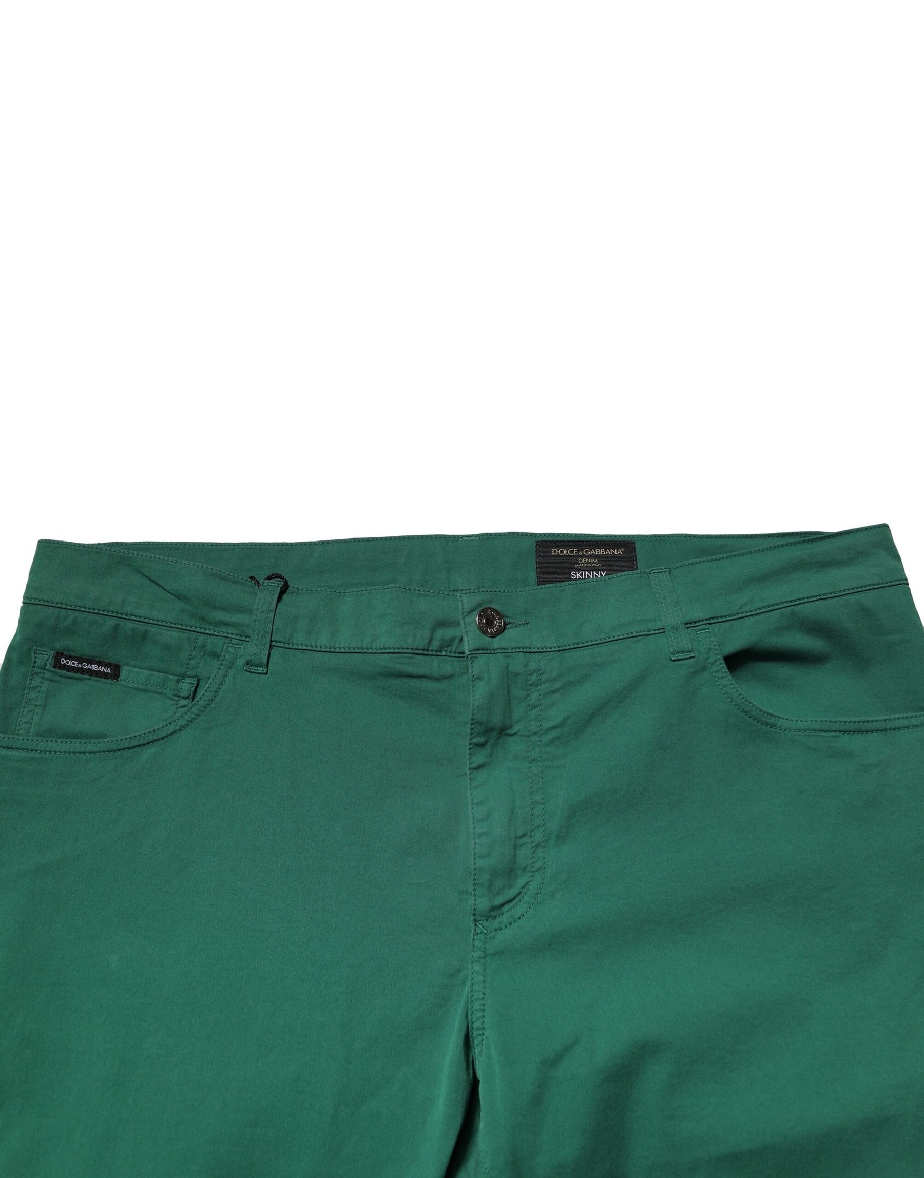 Dolce & Gabbana Green Cotton Stretch Skinny Men Denim Jeans | Regal Royce