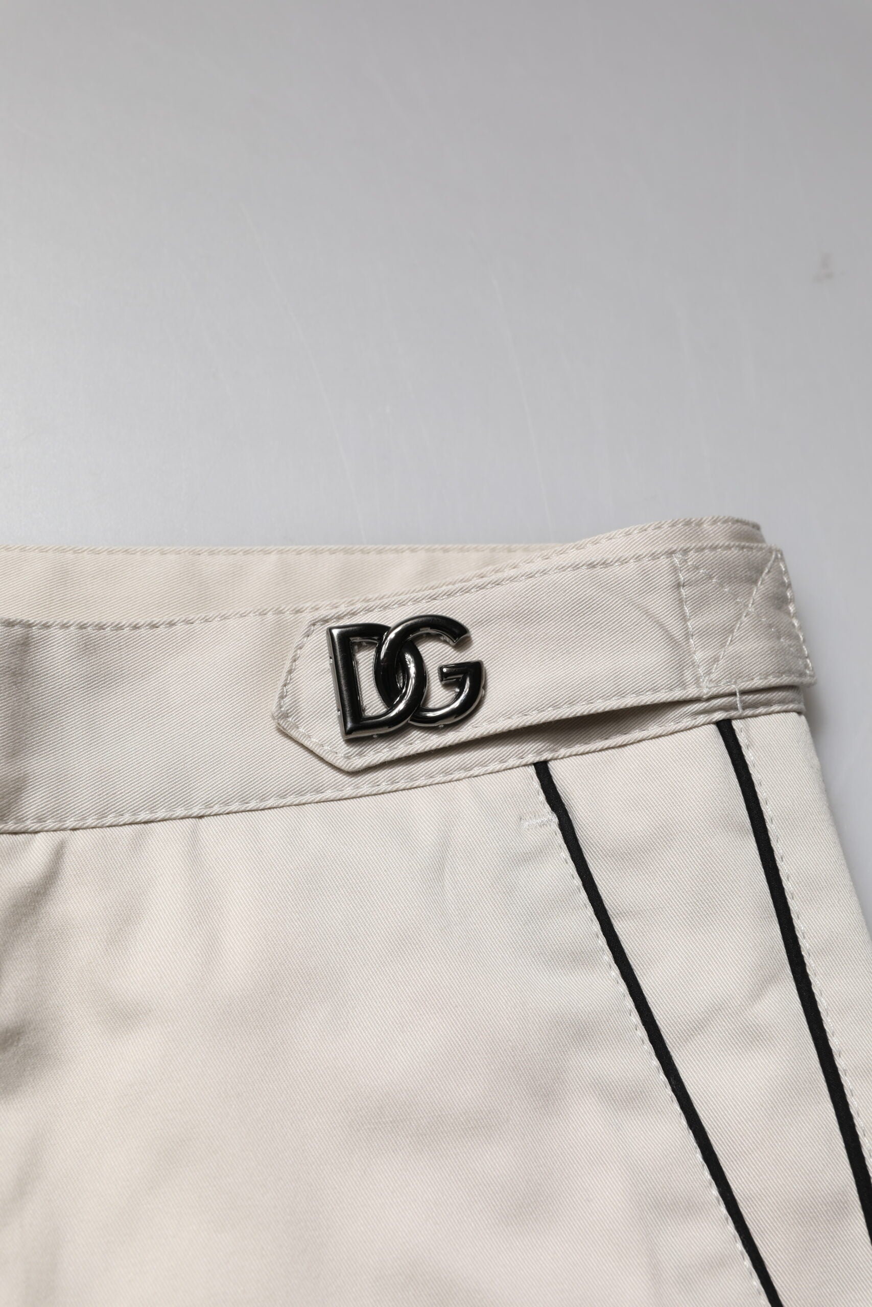 Dolce & Gabbana White Cotton Dress Slim Formal Pants | Regal Royce