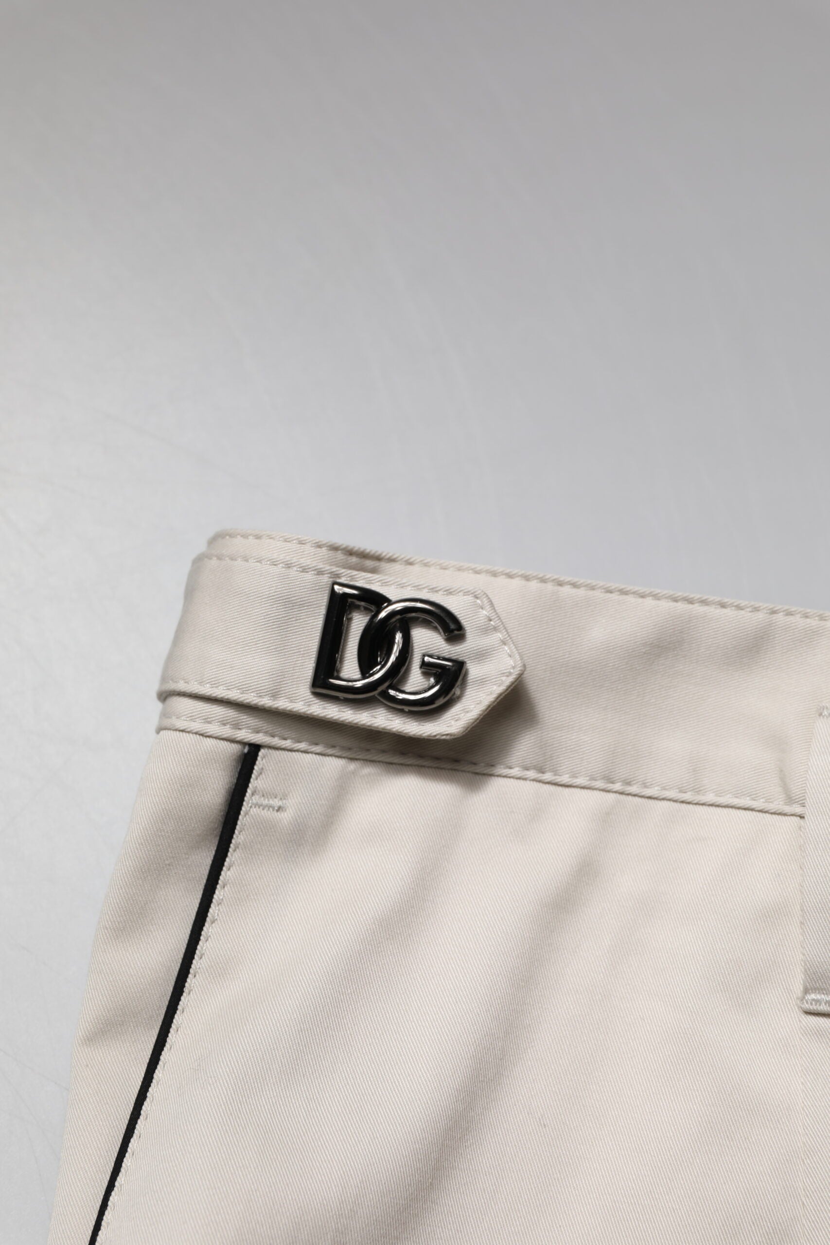 Dolce & Gabbana White Cotton Dress Slim Formal Pants | Regal Royce