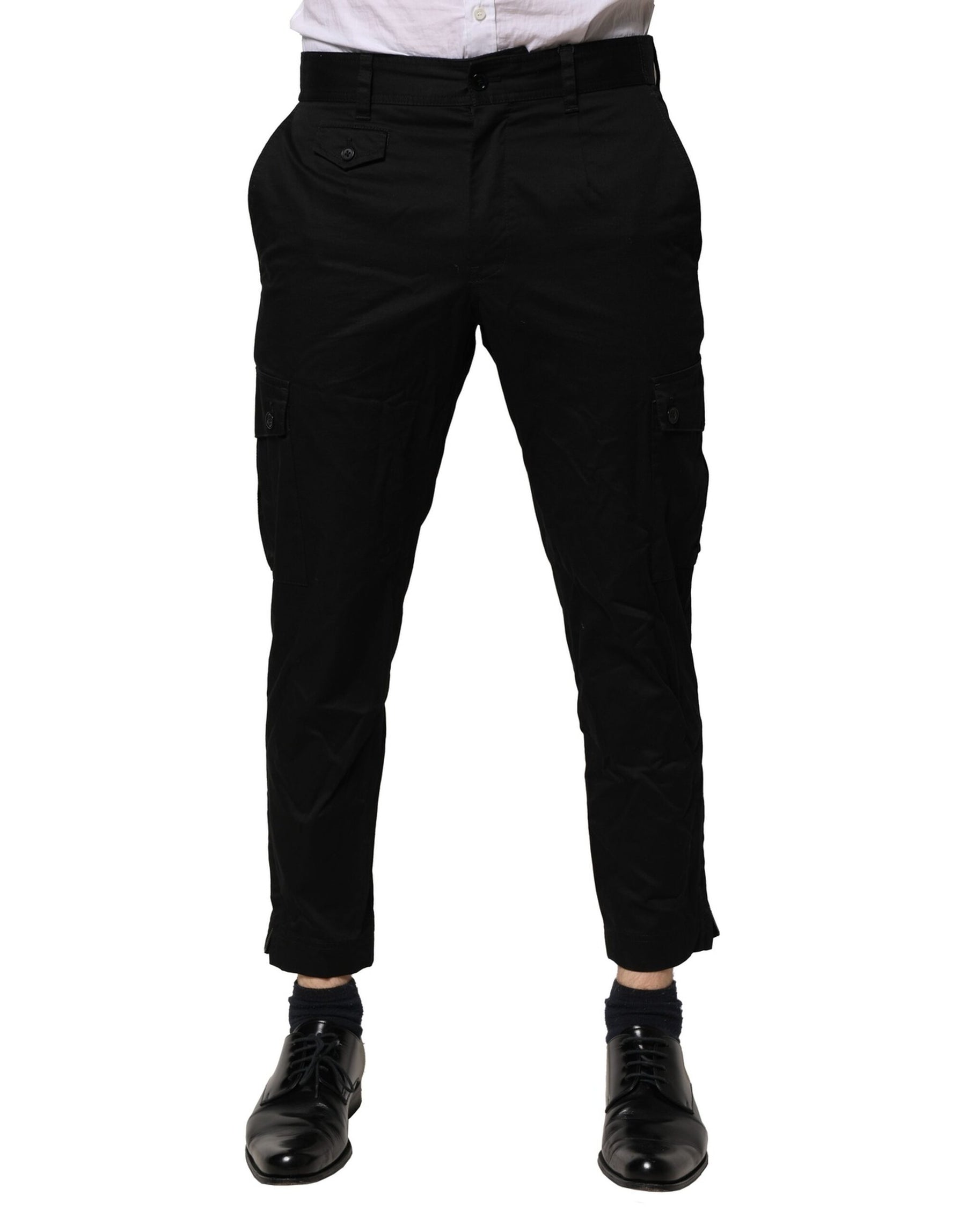 Dolce & Gabbana Black Cotton Dress Slim Formal Pants | Regal Royce