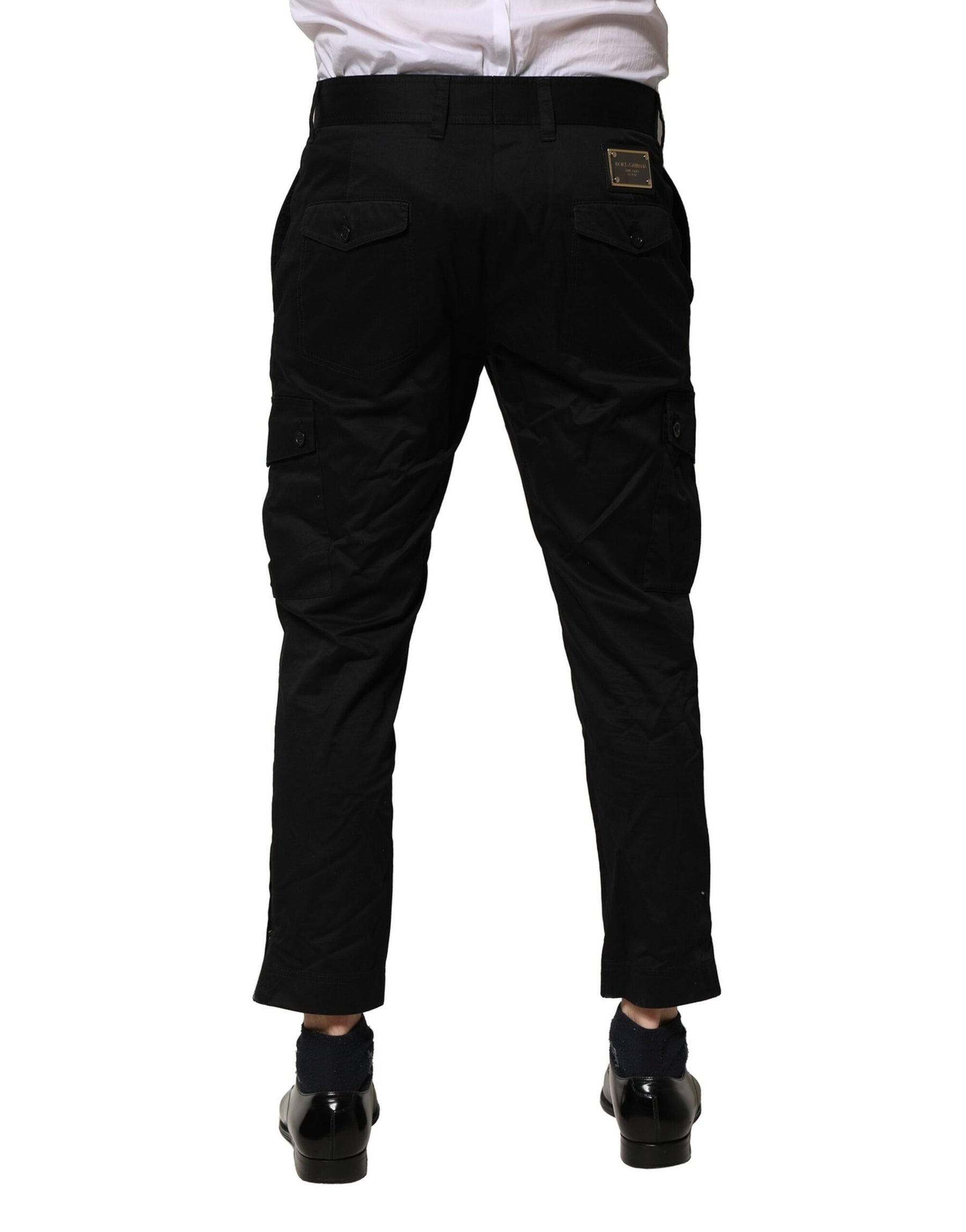 Dolce & Gabbana Black Cotton Dress Slim Formal Pants | Regal Royce