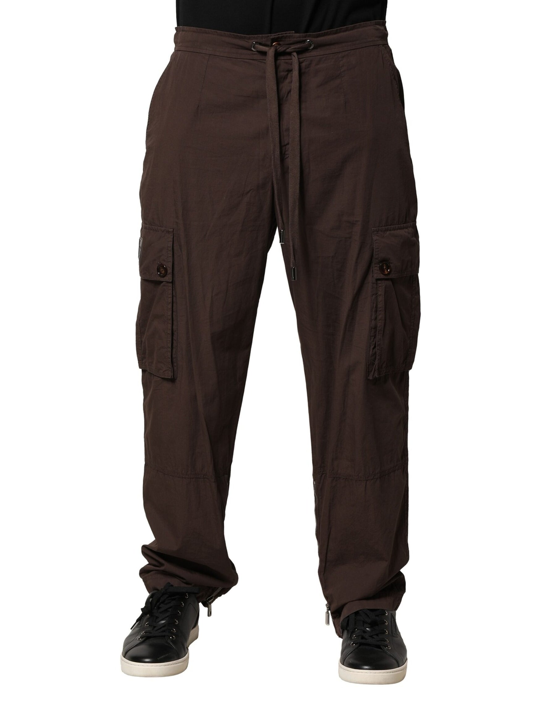 Dolce & Gabbana Brown Cotton Cargo Jogger Men Pants | Regal Royce