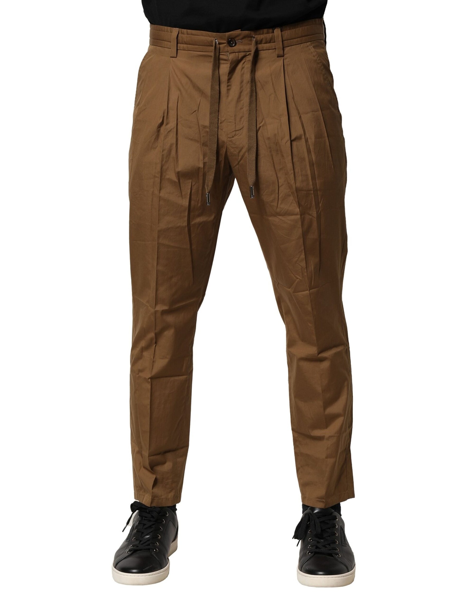 Dolce & Gabbana Brown Cotton Chino Mid Waist Men Pants | Regal Royce