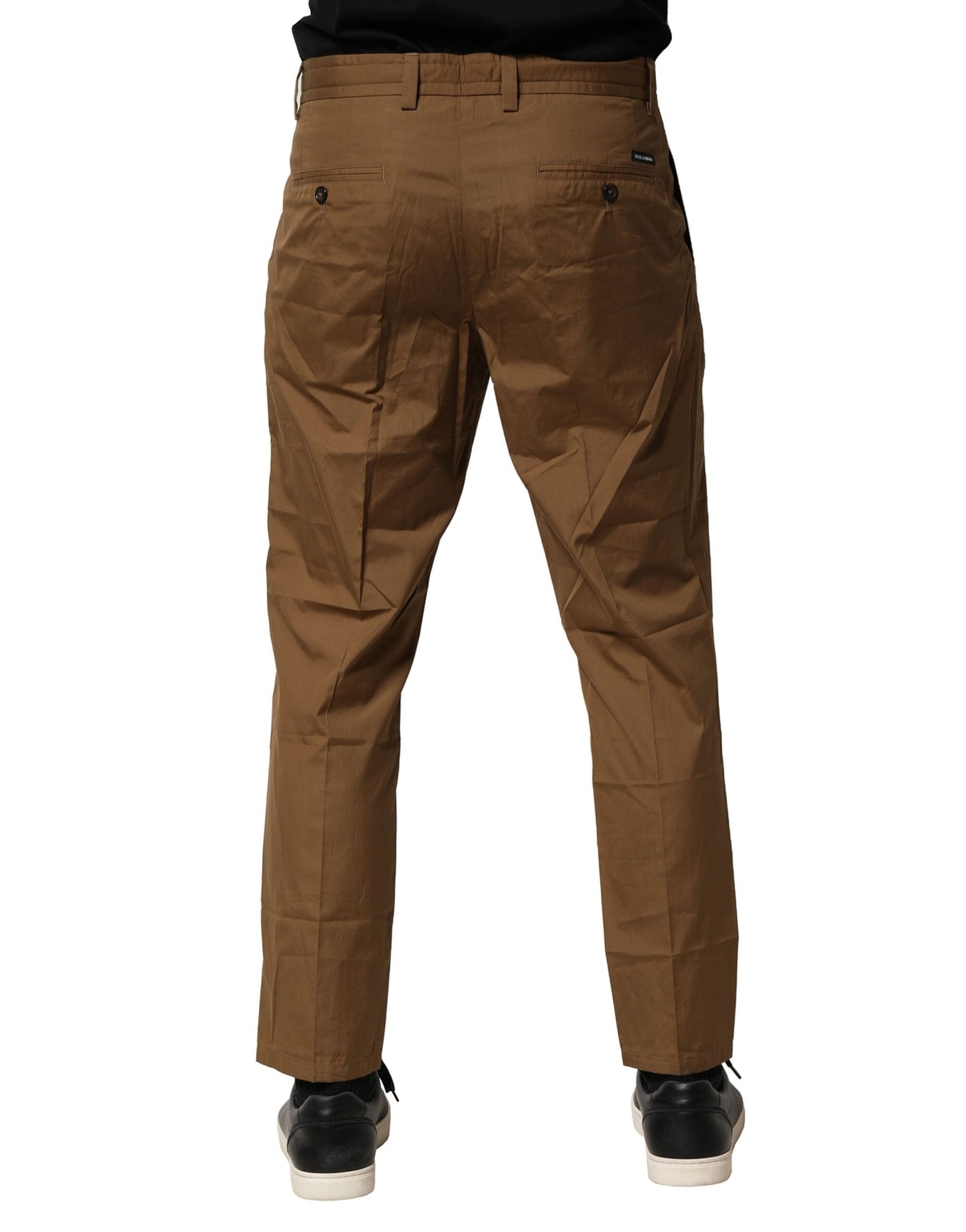 Dolce & Gabbana Brown Cotton Chino Mid Waist Men Pants | Regal Royce