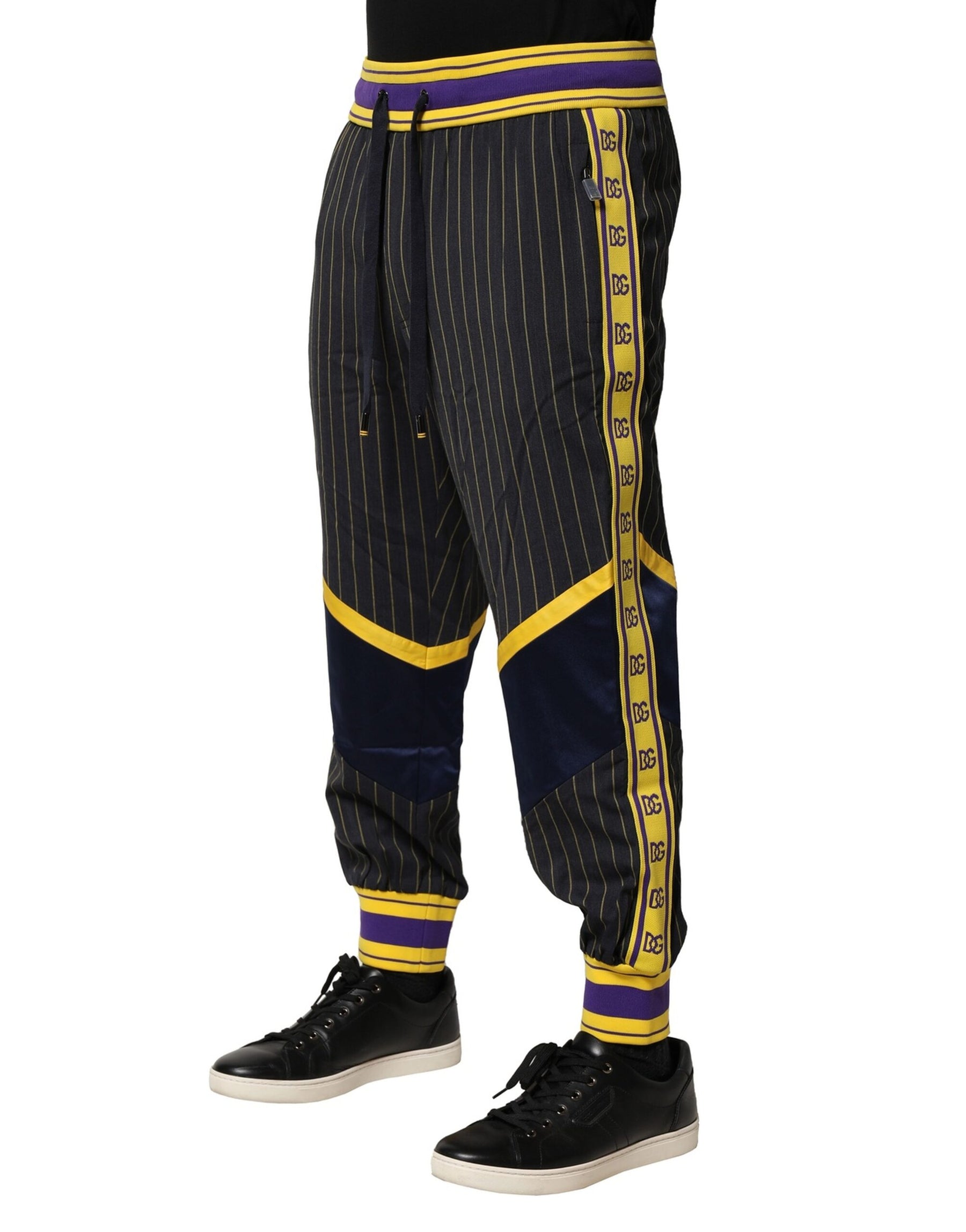 Dolce & Gabbana Multicolor Stripes Wool Jogger Pants | Regal Royce