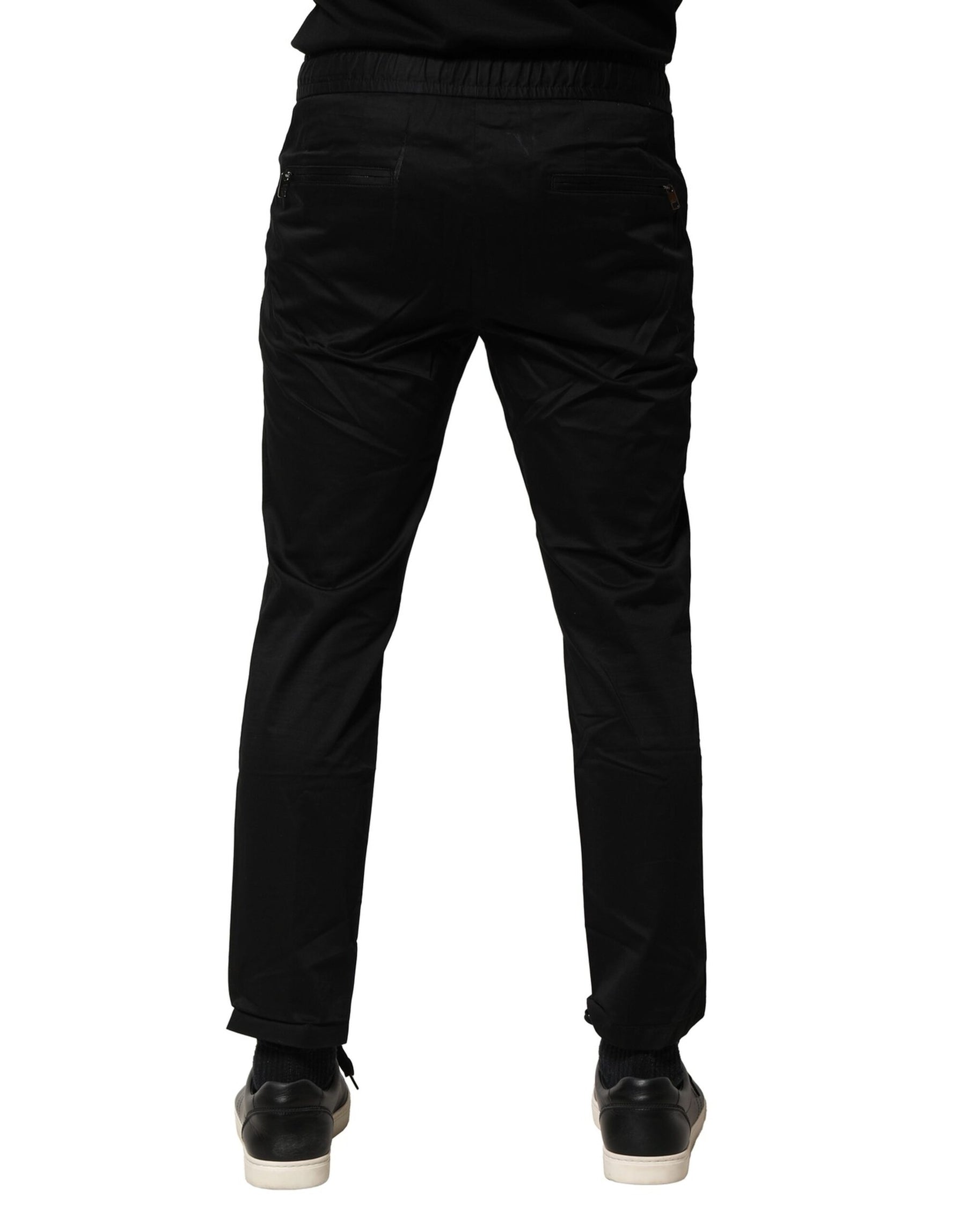 Dolce & Gabbana Black Cotton Mid Waist Jogger Pants | Regal Royce