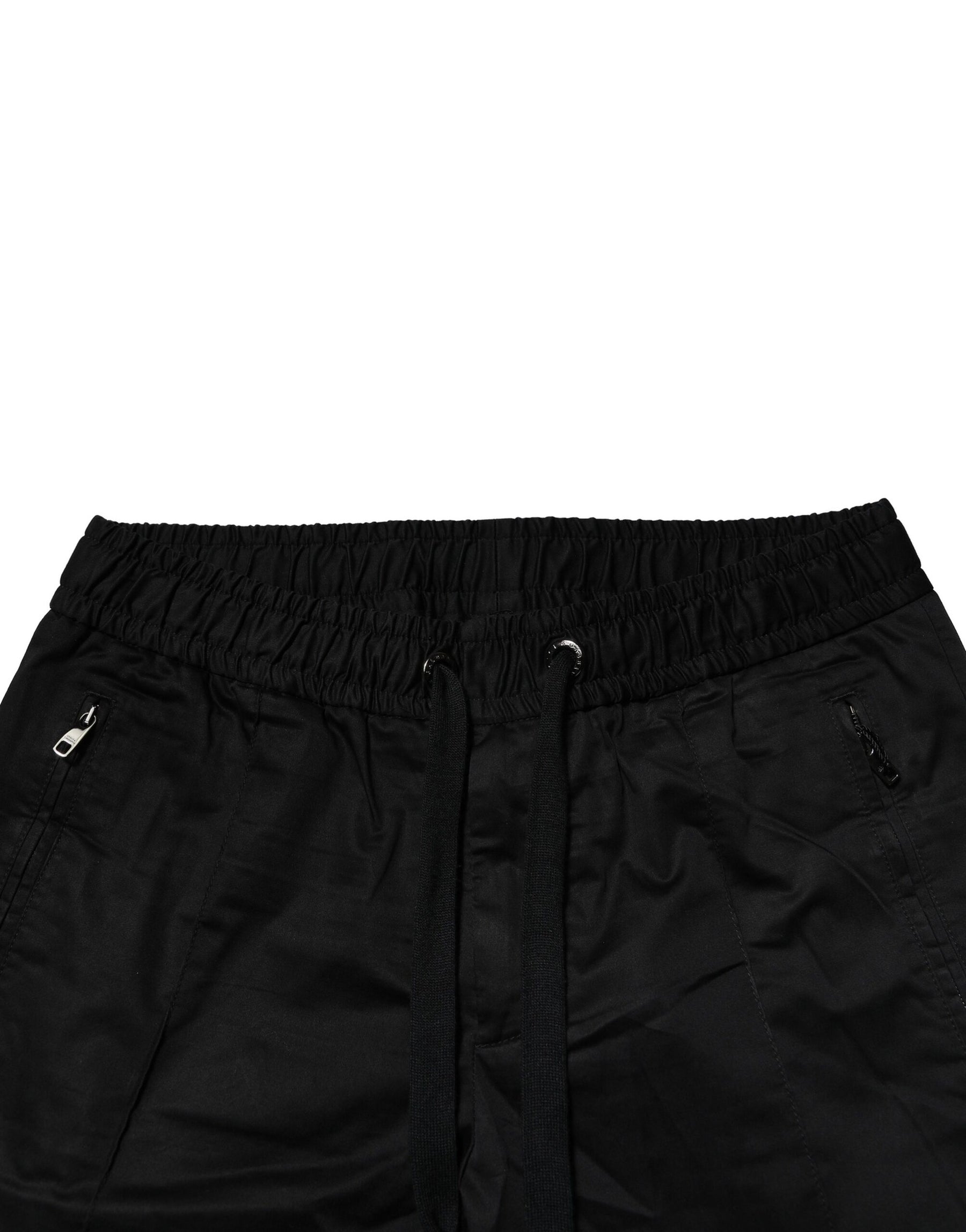Dolce & Gabbana Black Cotton Mid Waist Jogger Pants | Regal Royce
