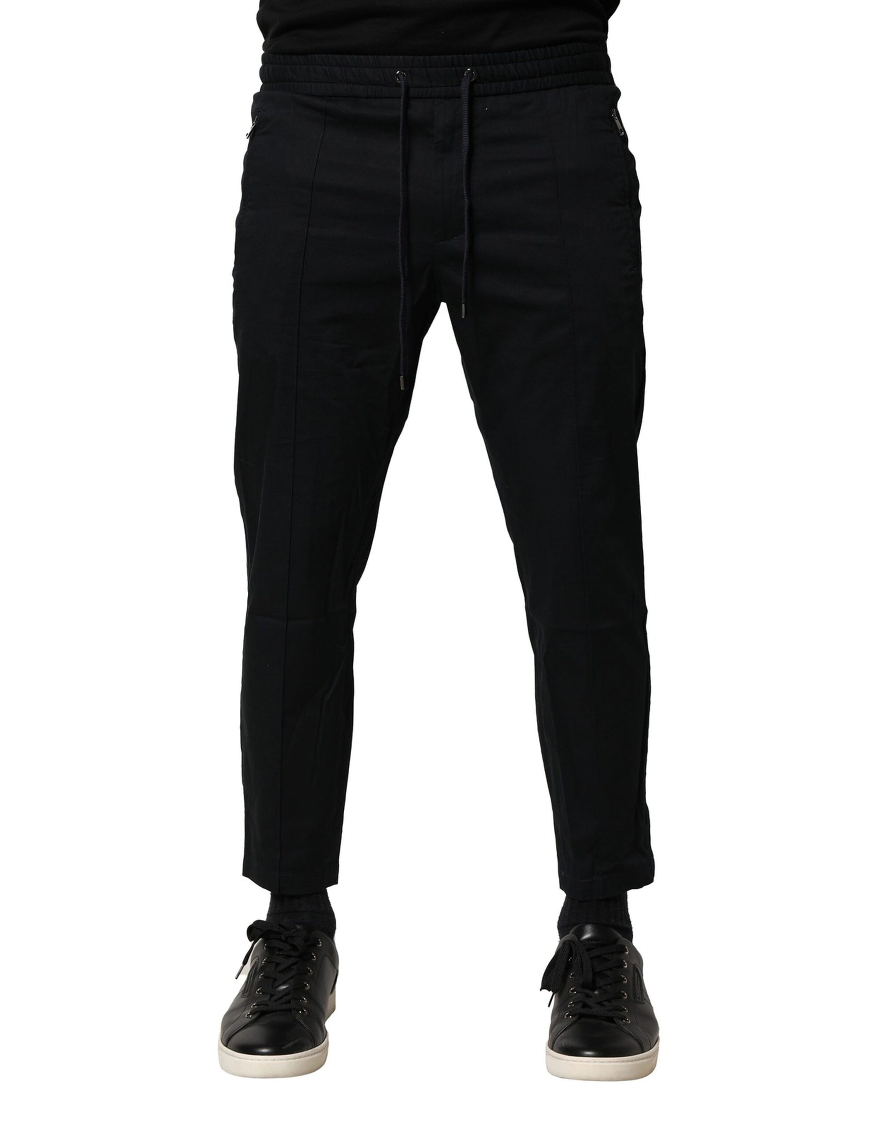 Dolce & Gabbana Black Cotton Mid Waist Jogger Pants | Regal Royce