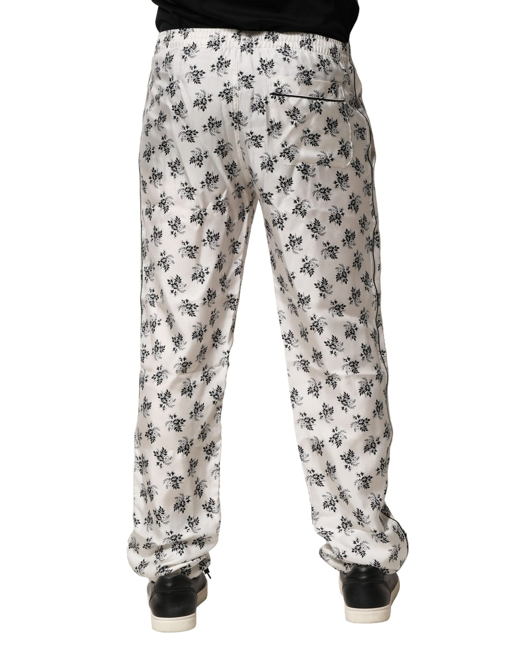 Dolce & Gabbana White Floral Silk Casual Lounge Pants | Regal Royce