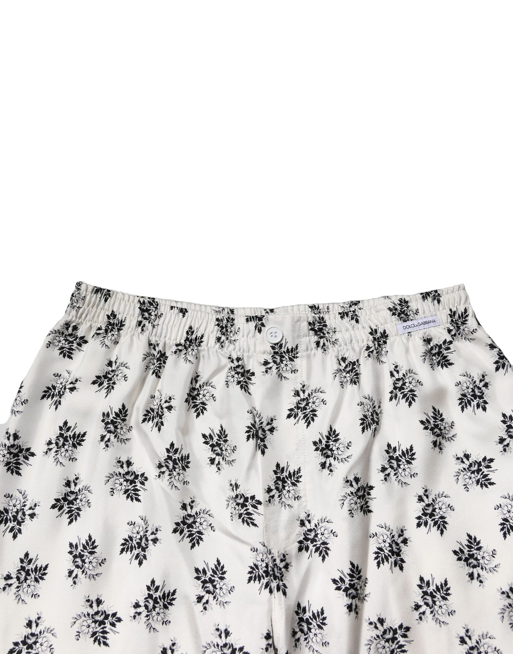 Dolce & Gabbana White Floral Silk Casual Lounge Pants | Regal Royce