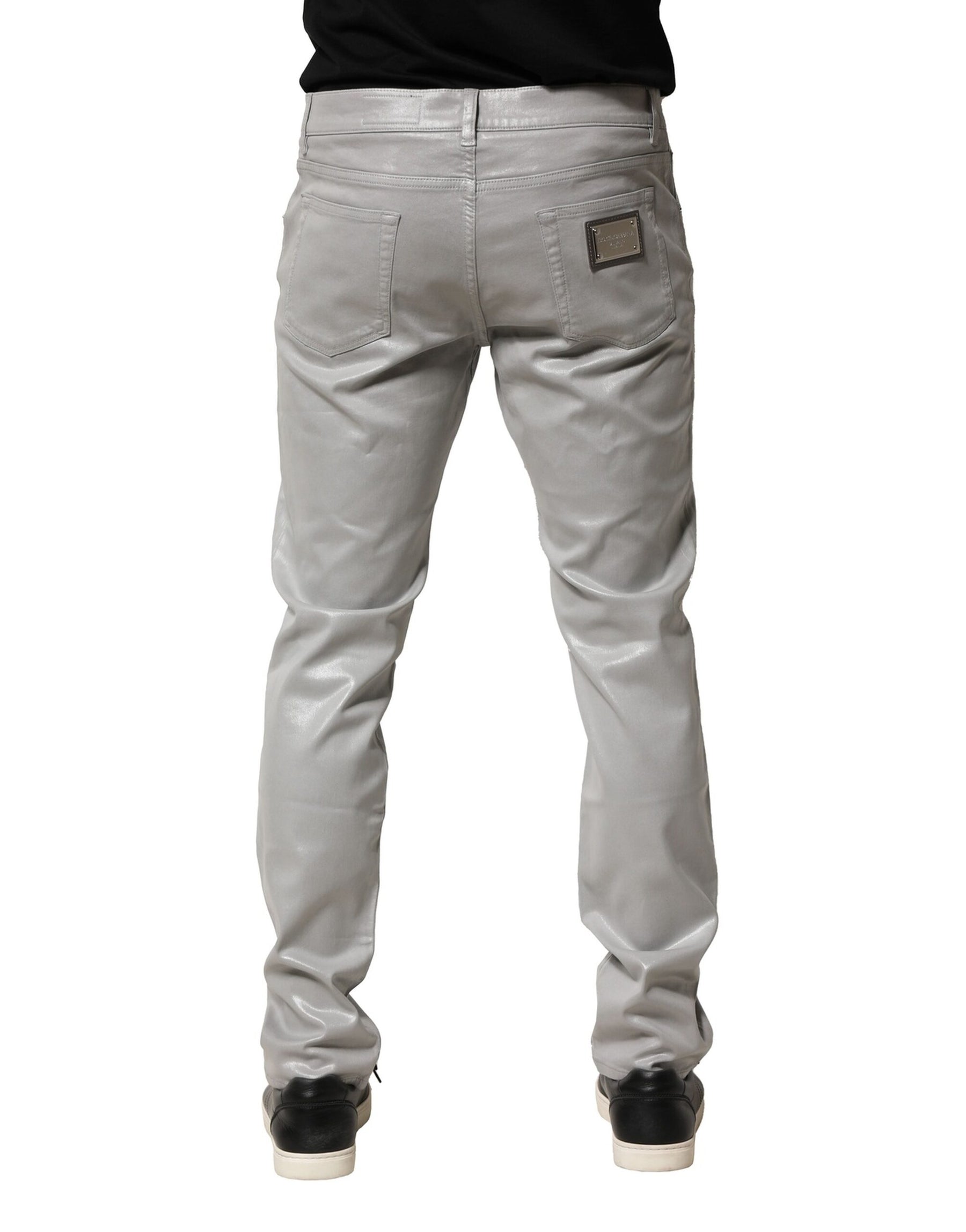 Dolce & Gabbana Silver Cotton Stretch Slim Denim Jeans | Regal Royce