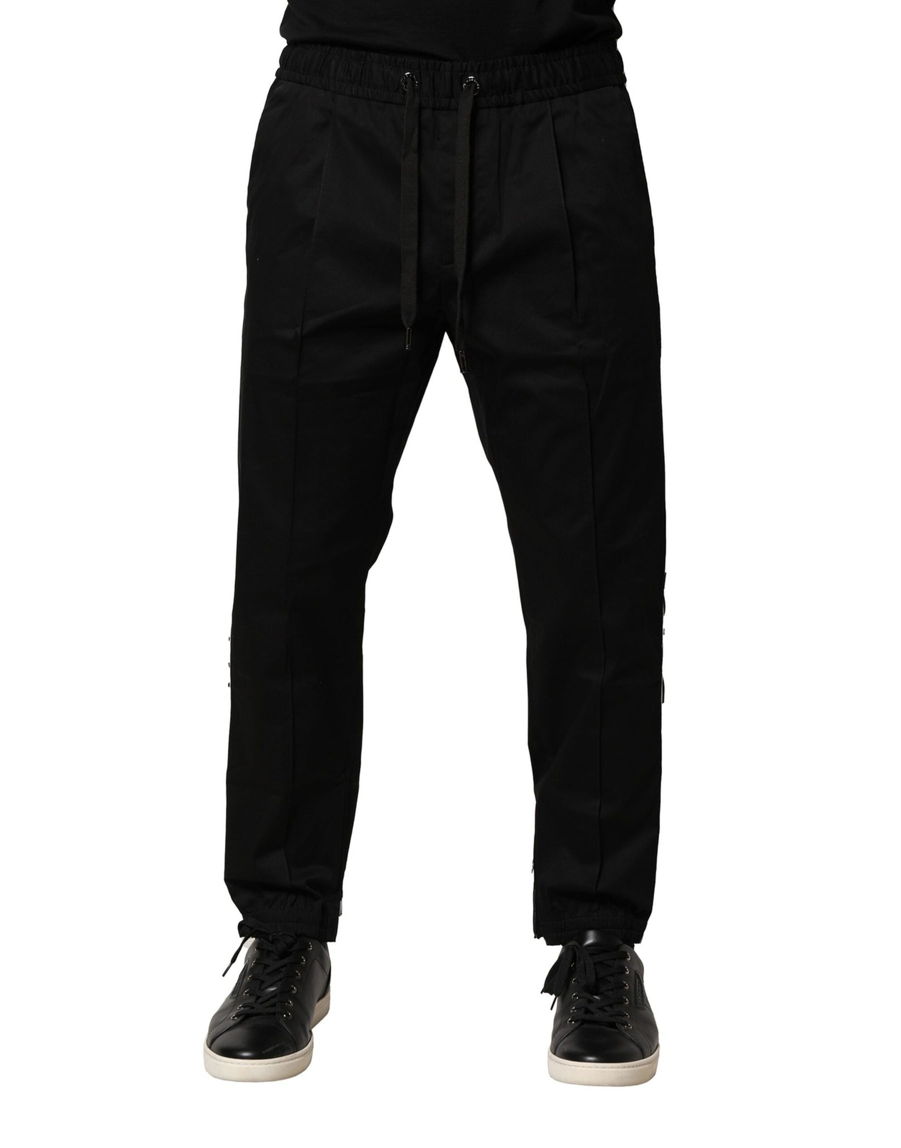 Dolce & Gabbana Black Cotton Mid Waist Jogger Pants | Regal Royce