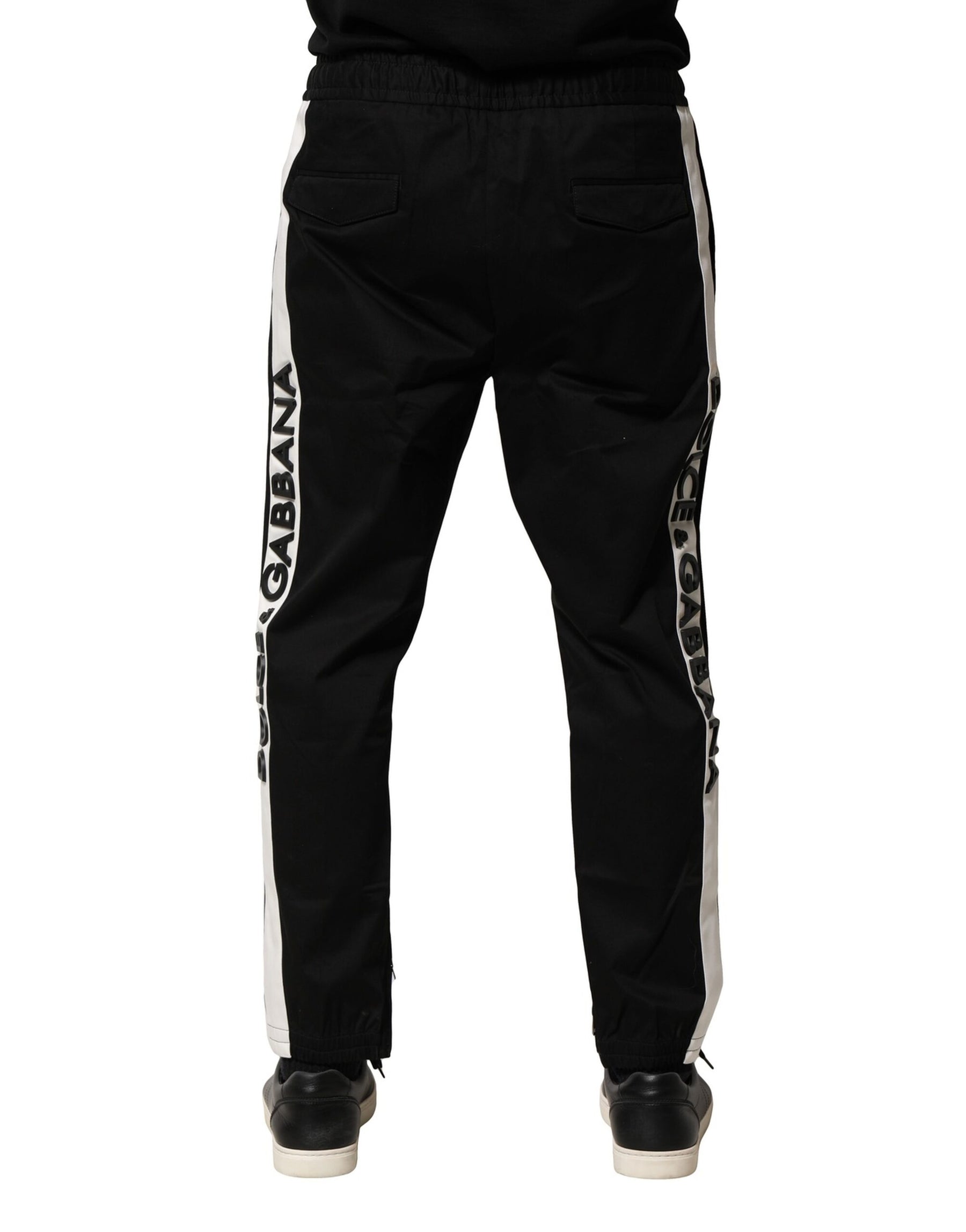 Dolce & Gabbana Black Cotton Mid Waist Jogger Pants | Regal Royce