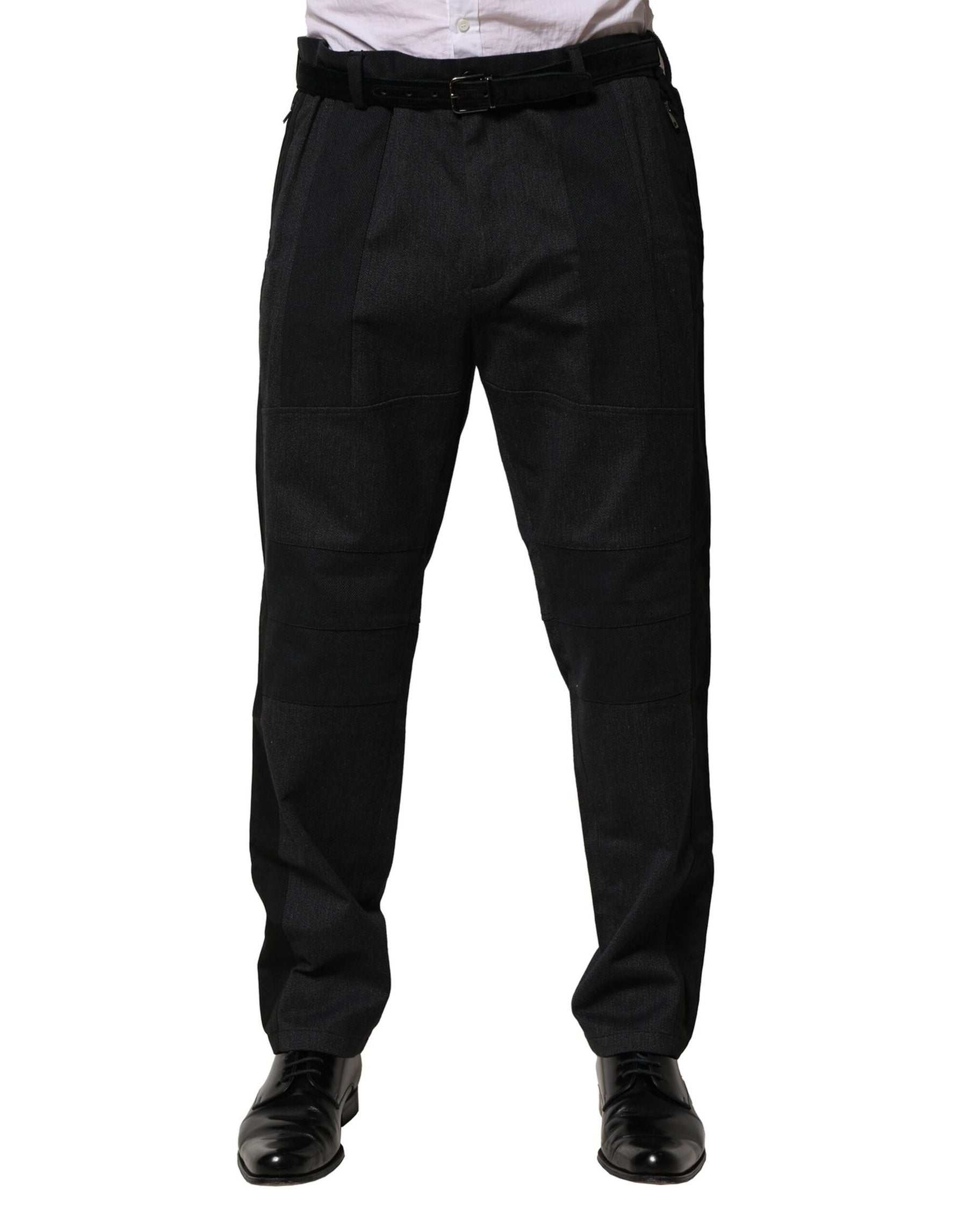 Dolce & Gabbana Black Cotton Dress Slim Formal Pants | Regal Royce