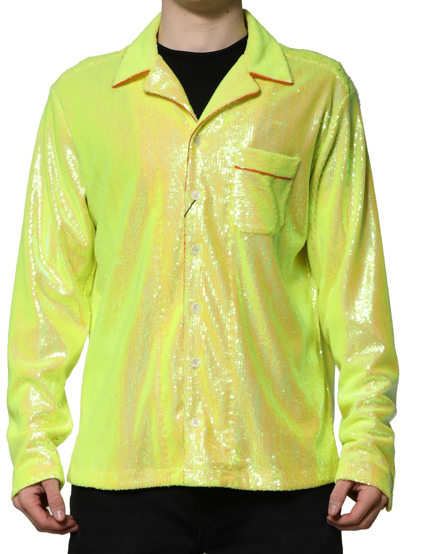 Dolce & Gabbana Yellow Sequin Polyester Lounge Casual Shirt | Regal Royce
