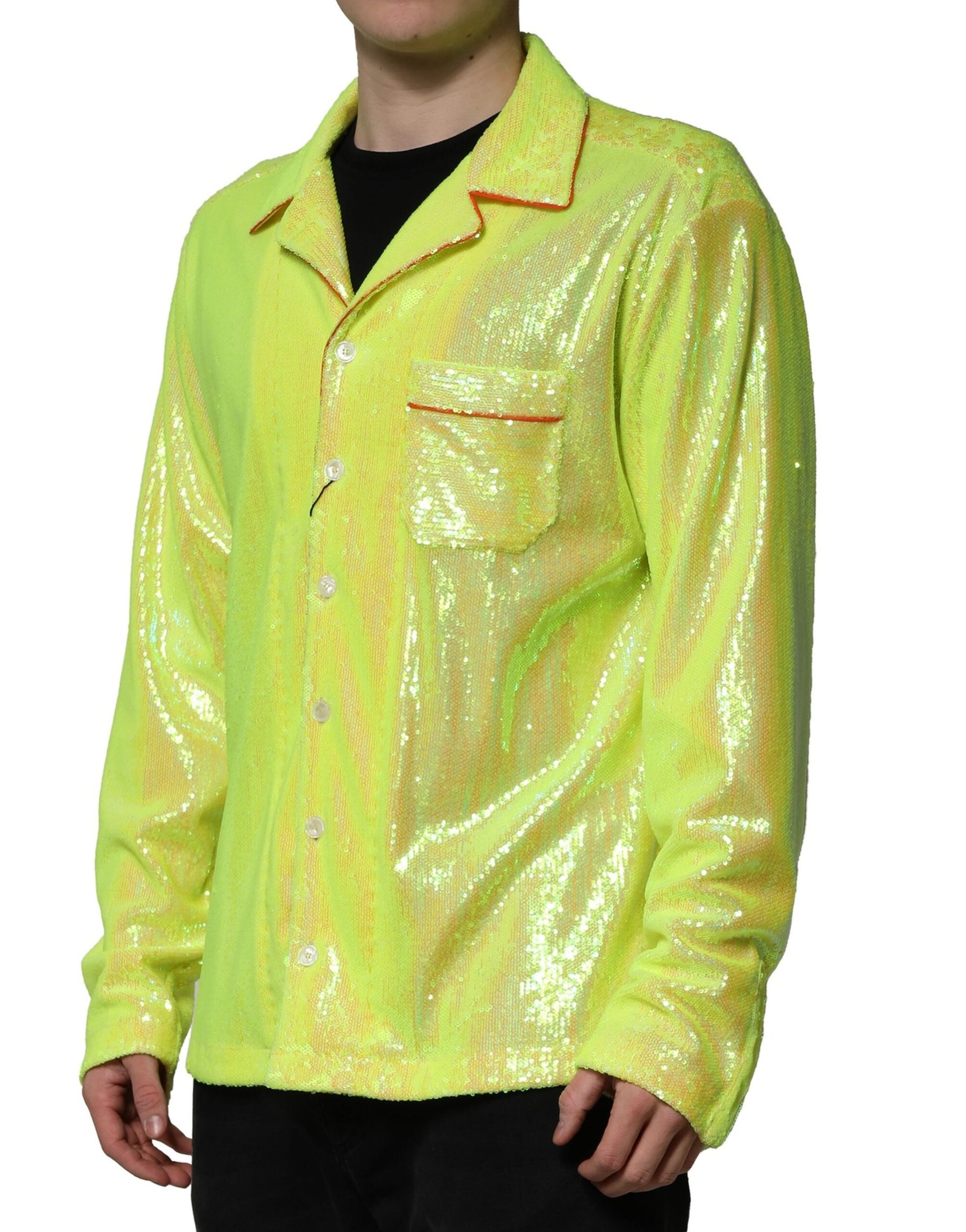 Dolce & Gabbana Yellow Sequin Polyester Lounge Casual Shirt | Regal Royce