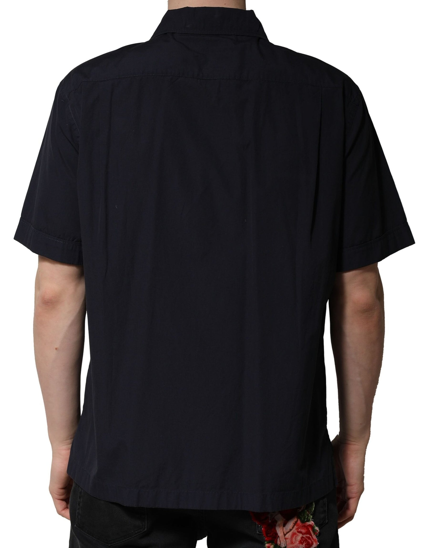 Dolce & Gabbana Dark Blue Cotton Short Sleeves Casual Shirt | Regal Royce