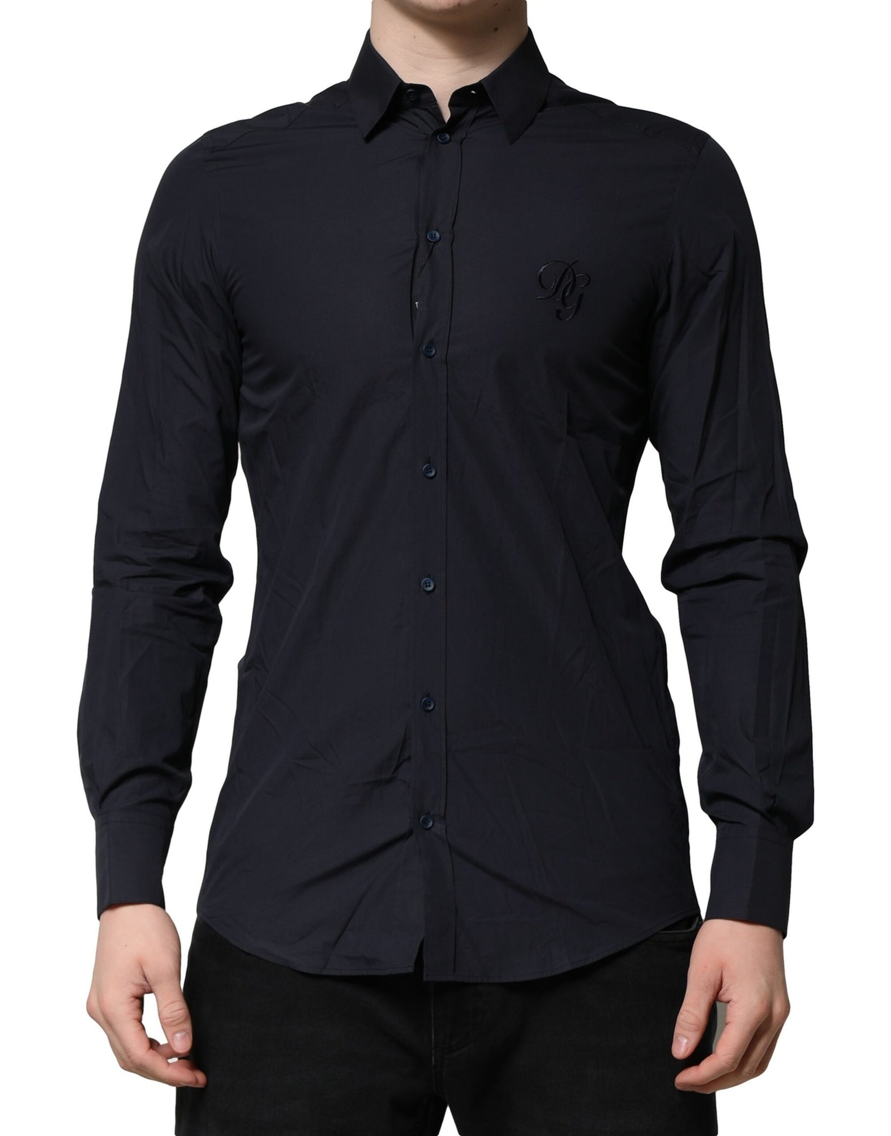 Dolce & Gabbana Dark Blue MARTINI Cotton Dress Formal Shirt | Regal Royce