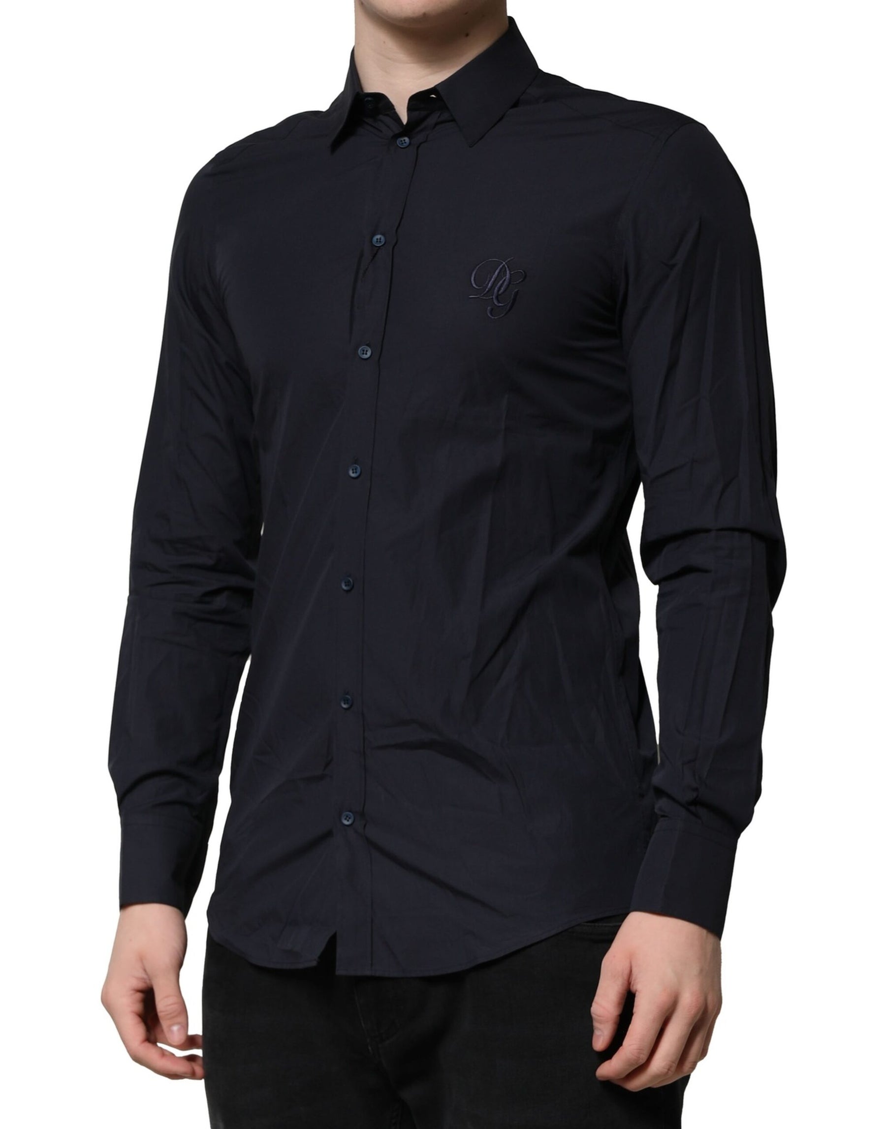 Dolce & Gabbana Dark Blue MARTINI Cotton Dress Formal Shirt | Regal Royce