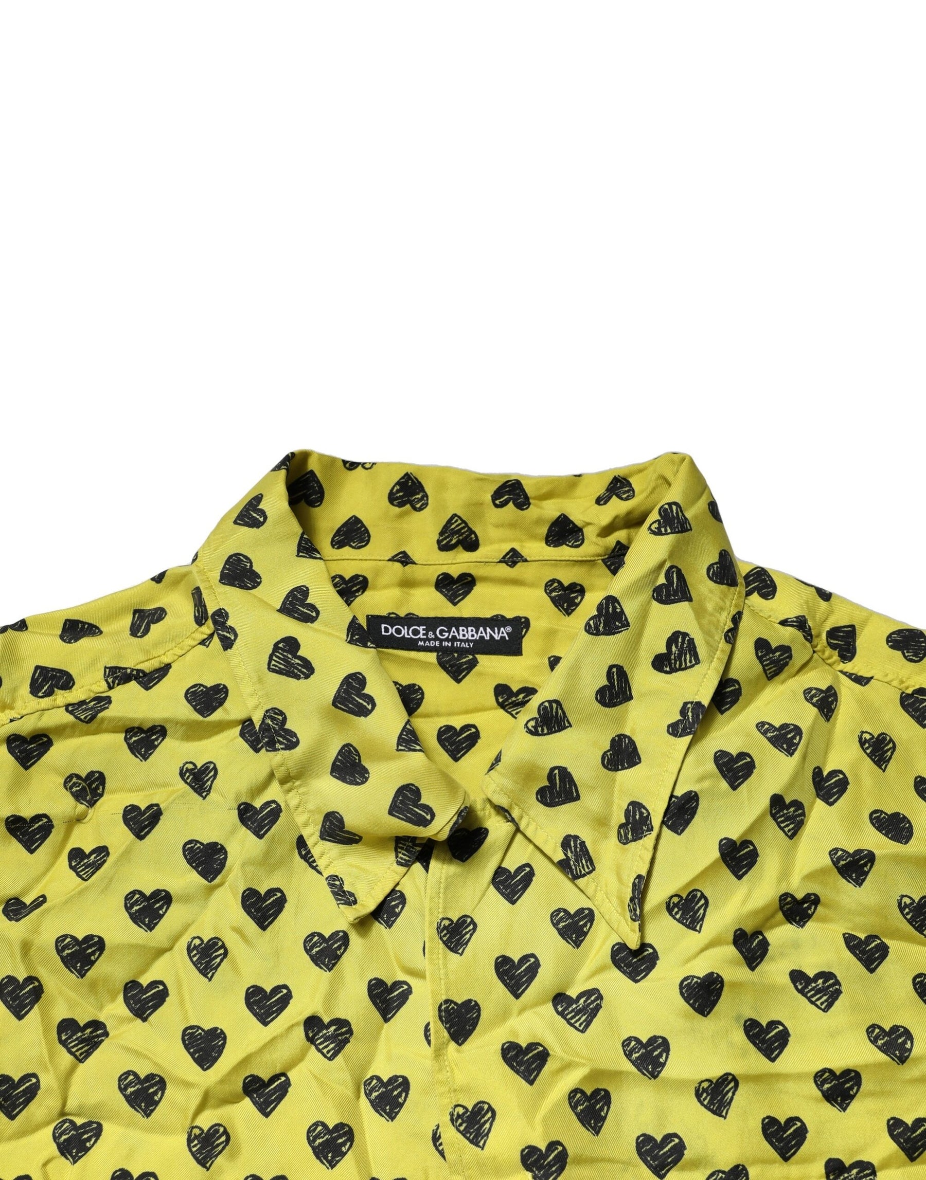 Dolce & Gabbana Yellow Heart Short Sleeves Men Casual Shirt | Regal Royce