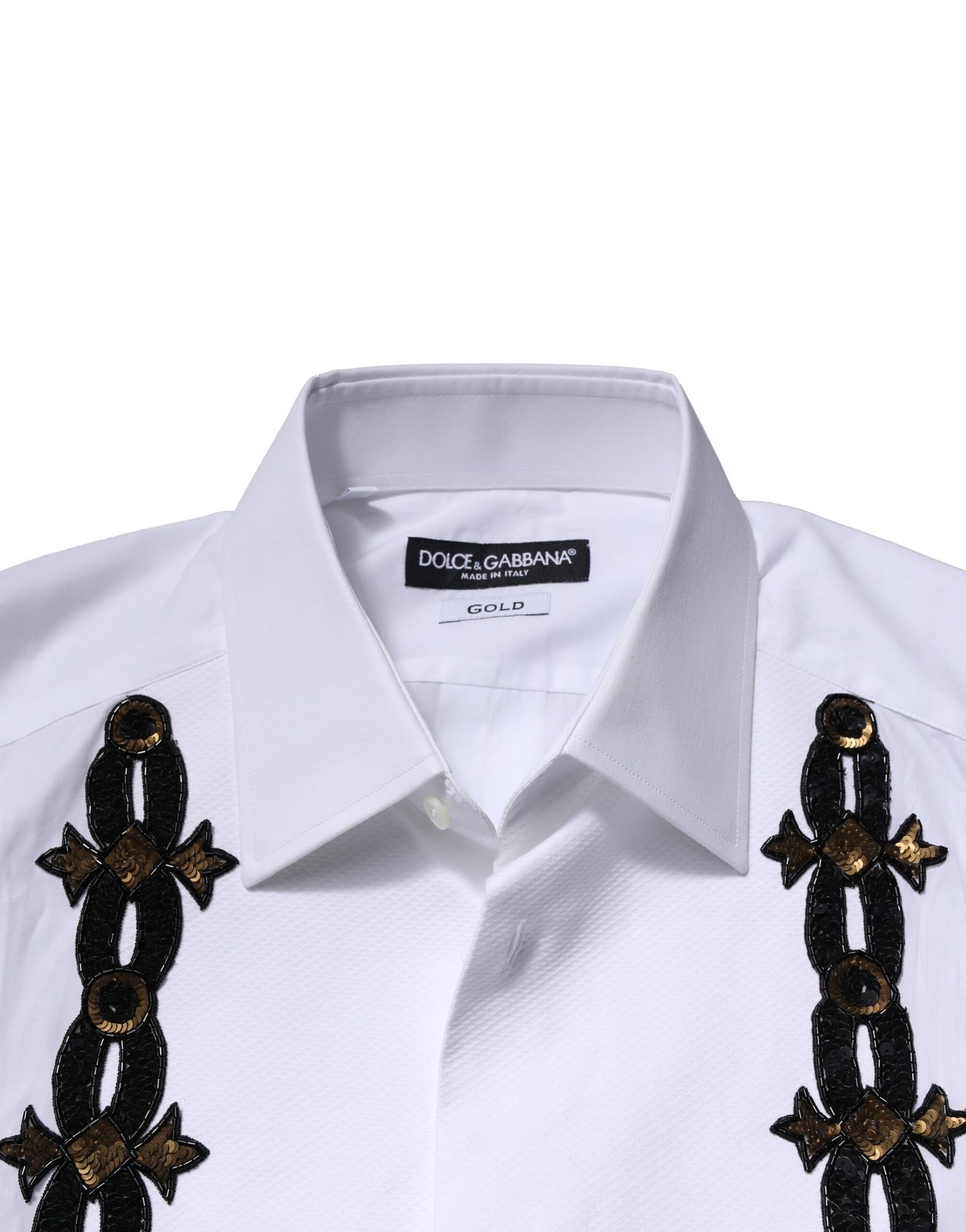 Dolce & Gabbana White GOLD Embellished Formal Men Dress Shirt | Regal Royce