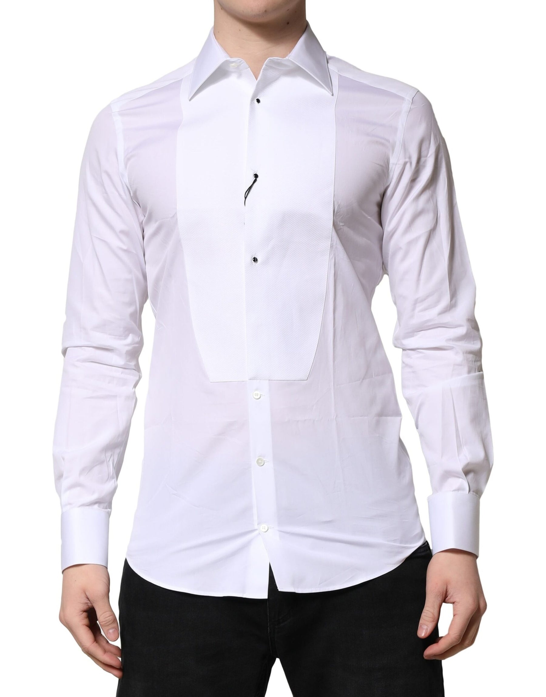 Dolce & Gabbana White GOLD Crown Cotton Dress Formal Shirt | Regal Royce