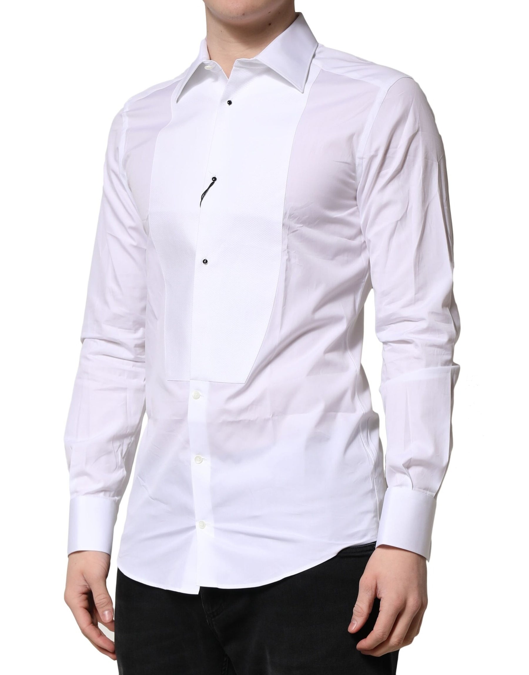 Dolce & Gabbana White GOLD Crown Cotton Dress Formal Shirt | Regal Royce